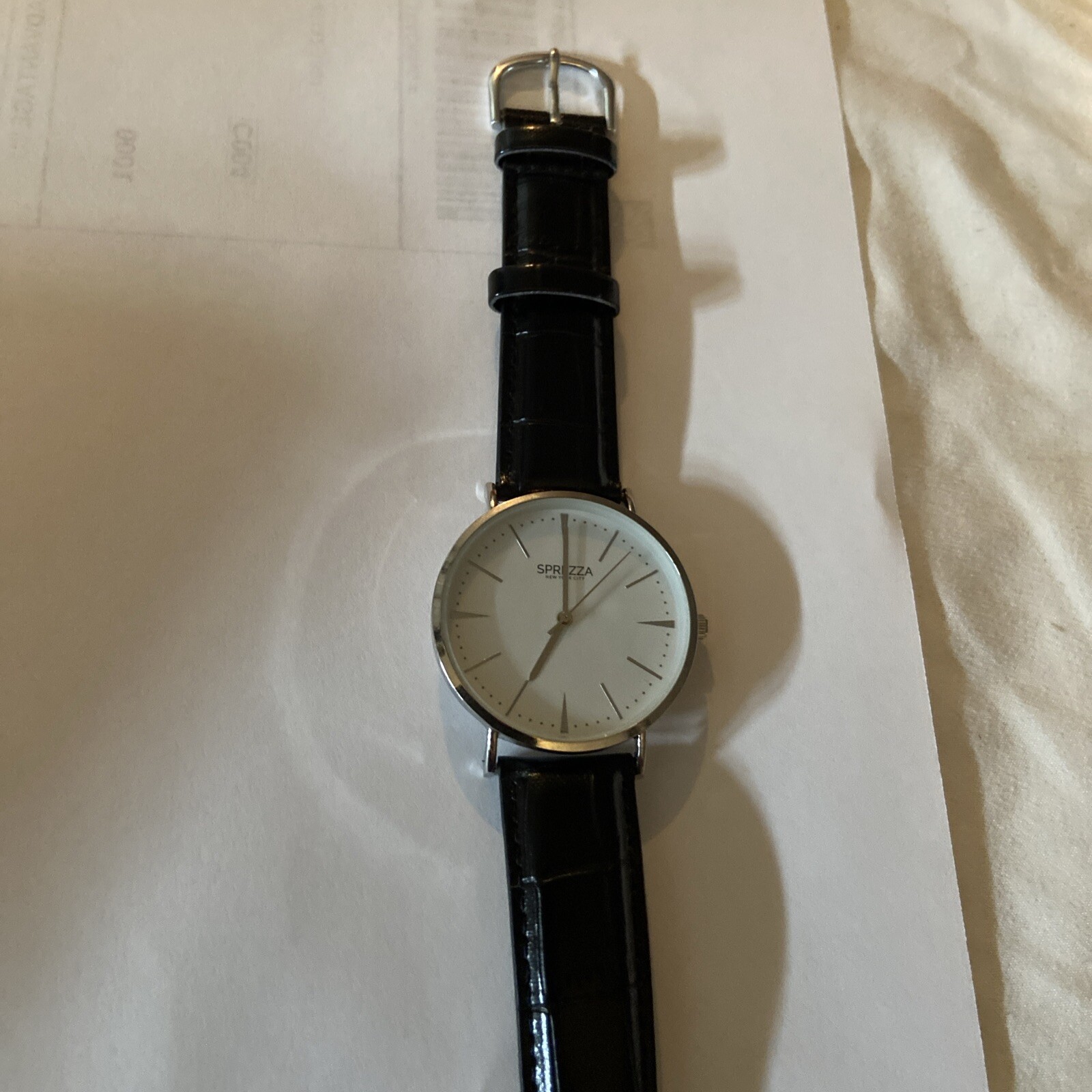 Sprezza White Dial Works Round Silver Tone Case 40 mm Has New Band Very Nice