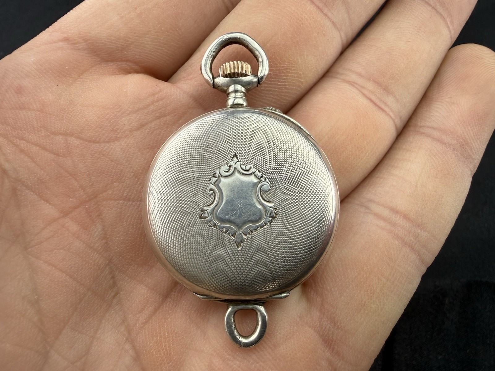 Antique Sterling Silver Pocket Watch 29mm RUNS GREAT