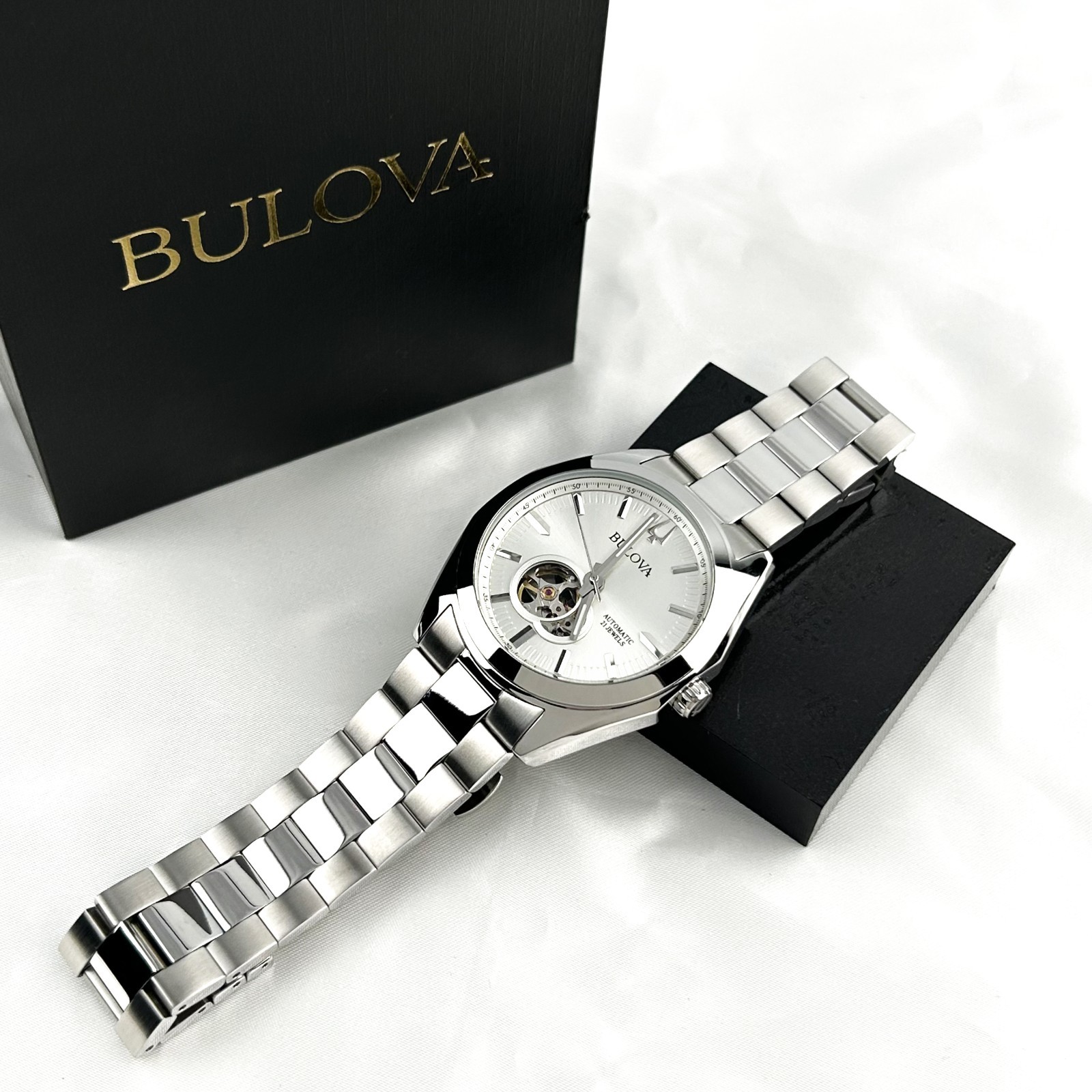Bulova Classic Surveyor 96A274 Silver Tone Dial Men’s Automatic Watch 42mm