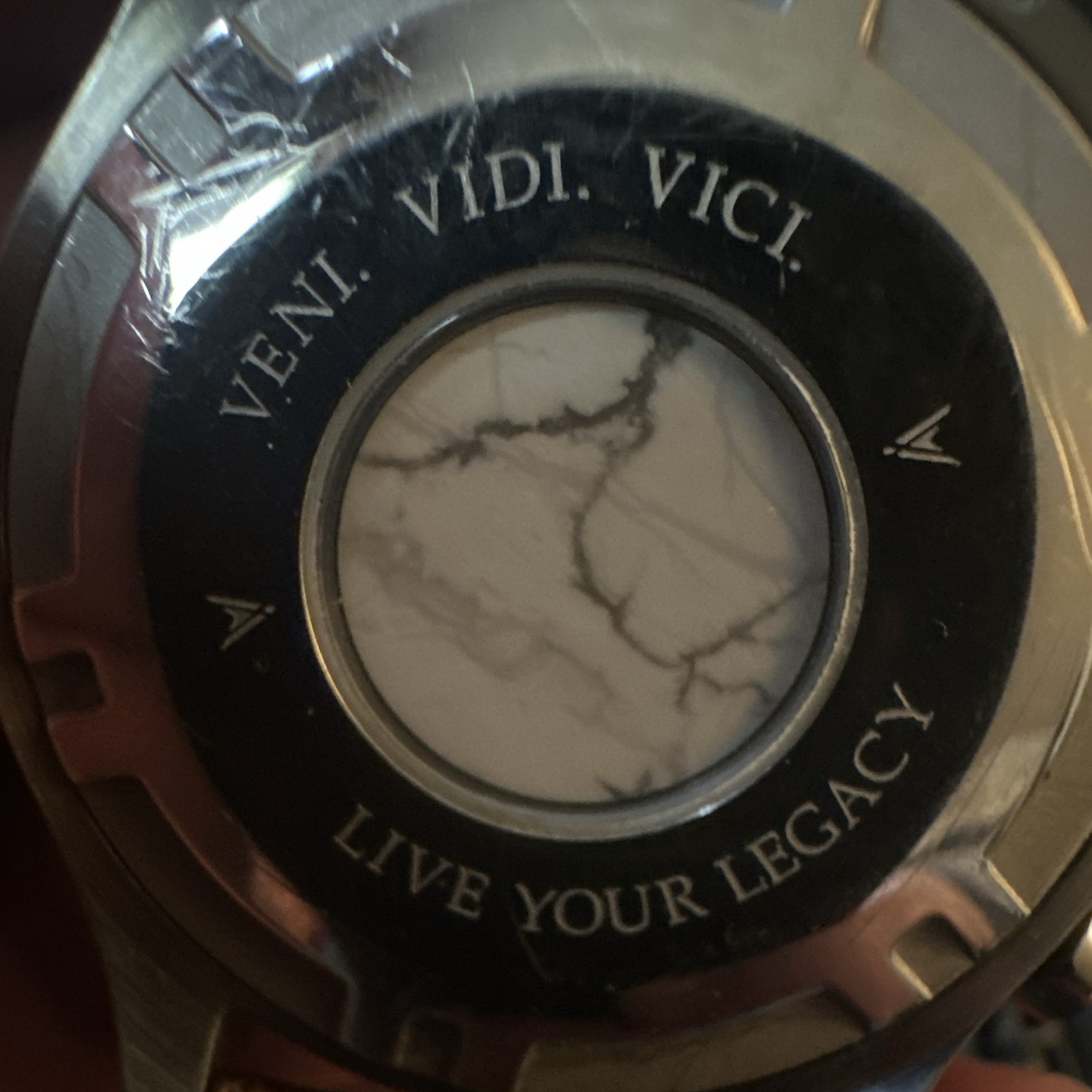 Vincero Analog Date Dual Time Blue Dial Brown Leather Strap Silver Case Watch