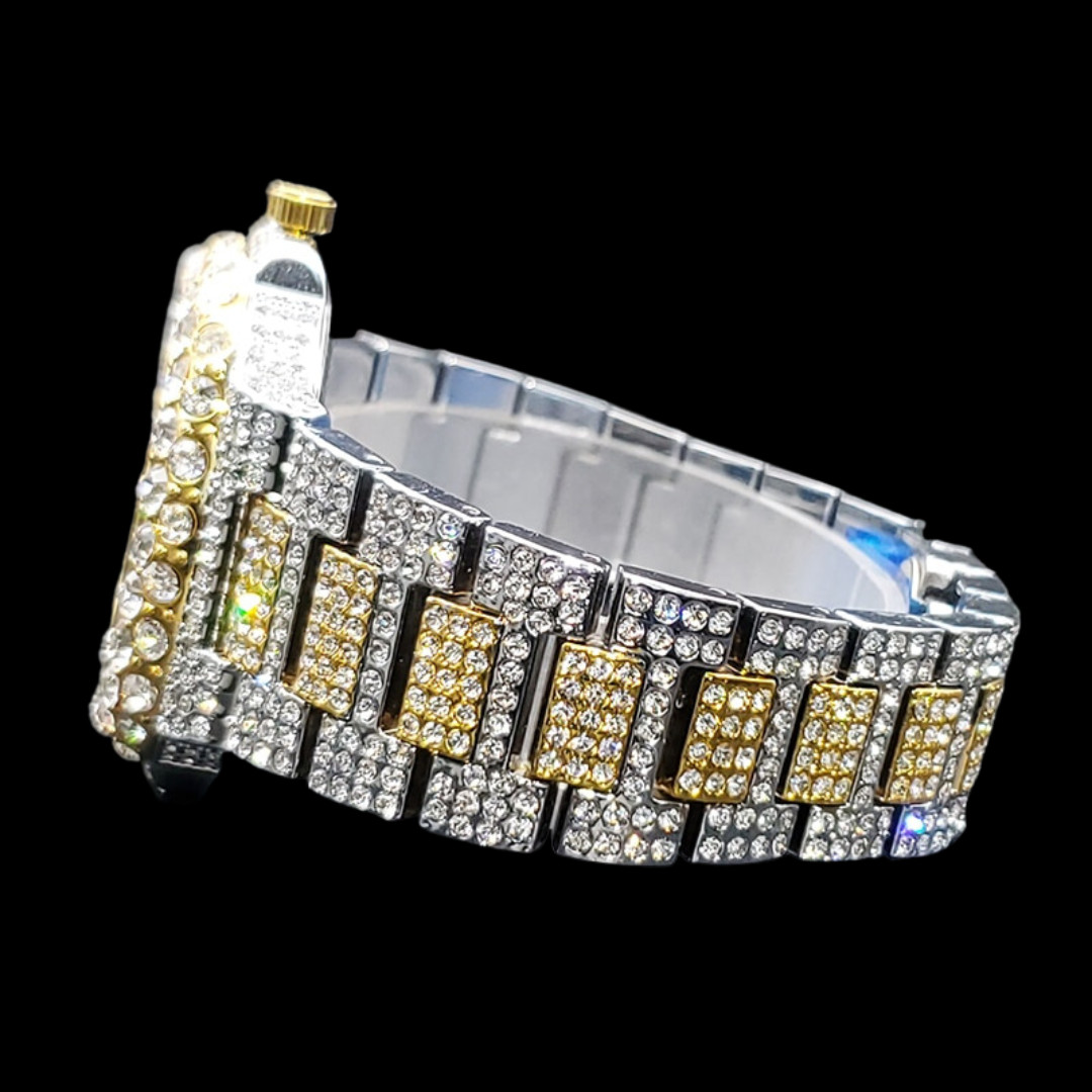 Duo Color VVS Full Ice Date Special Minute Hand Iced Out Diamond Watch Limited