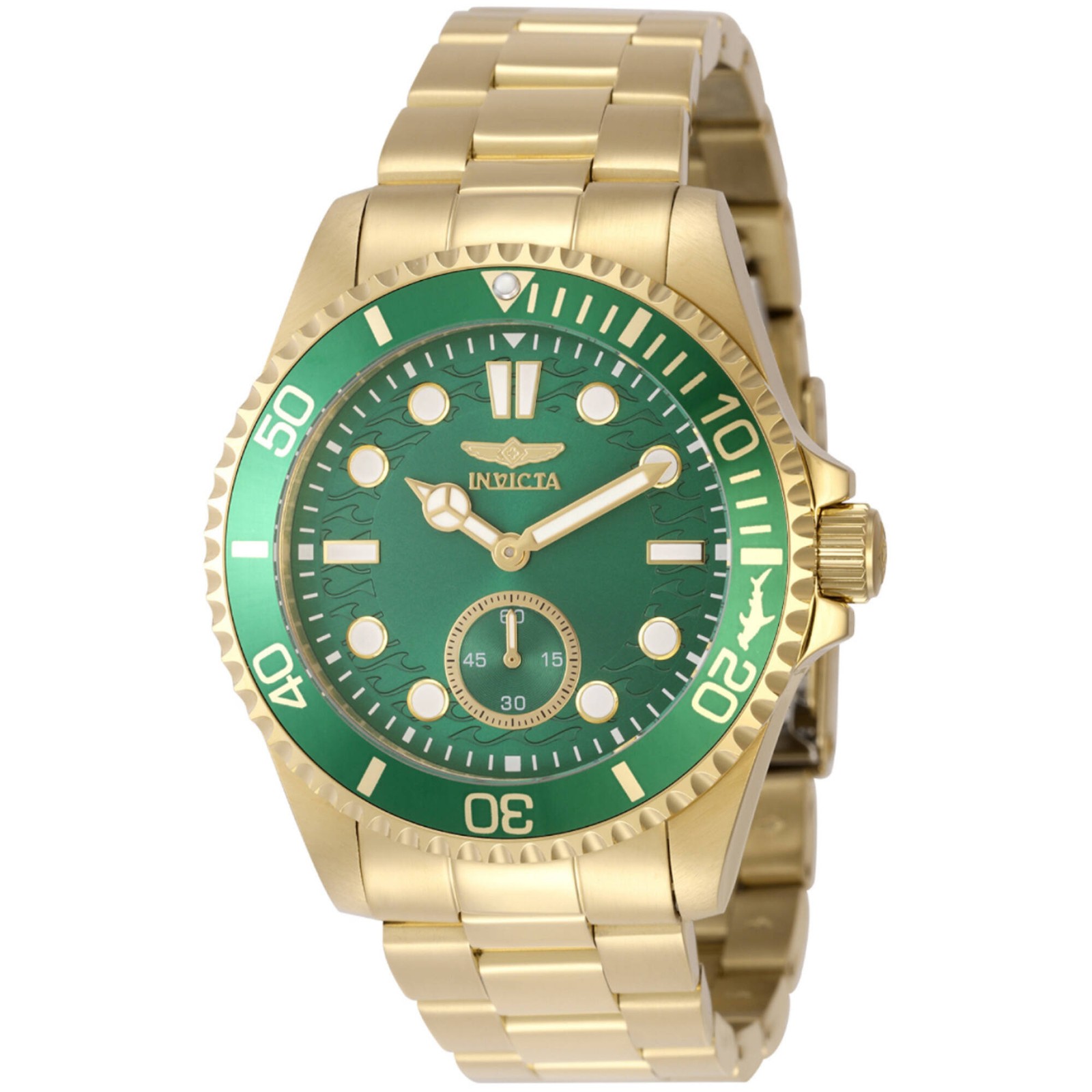 Invicta Men’s Watch Pro Diver Quartz Green Dial Yellow Gold Steel Bracelet 49430
