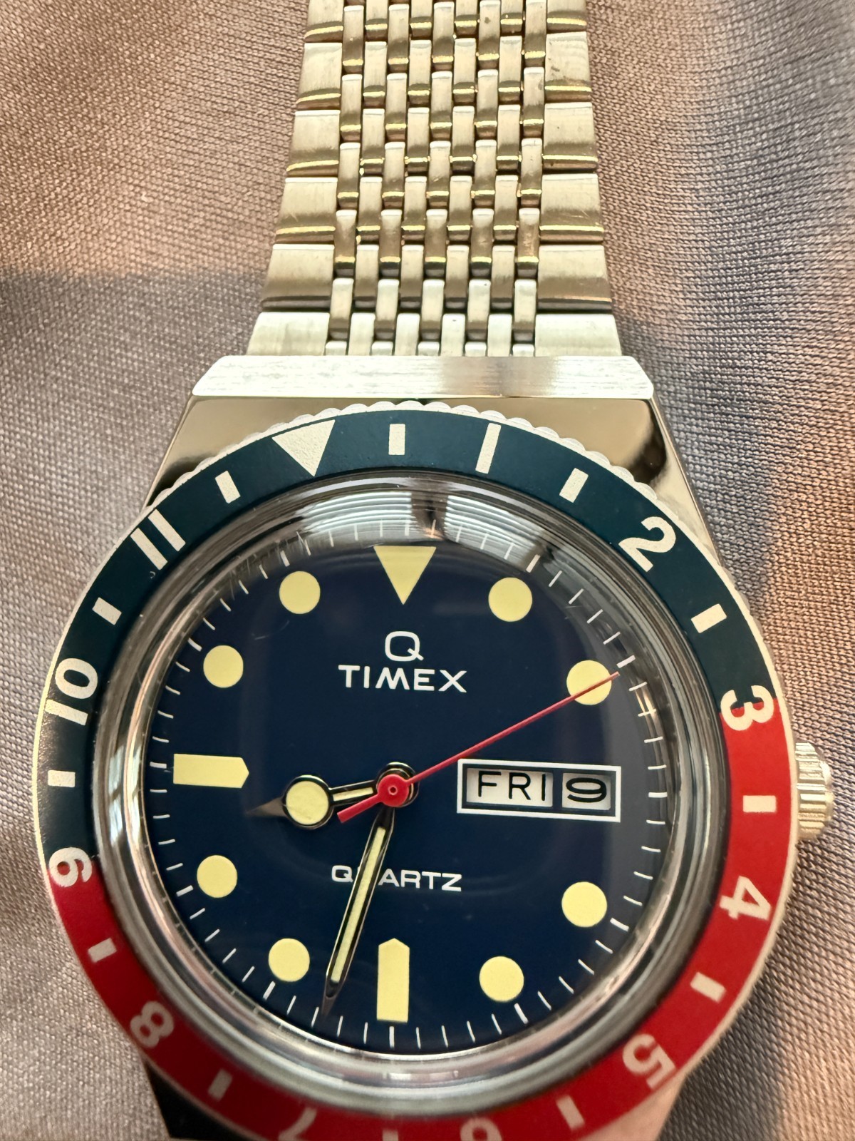 Timex Q Timex Reissue Quartz Blue Dial Pepsi Bezel Watch TW2T80700ZV