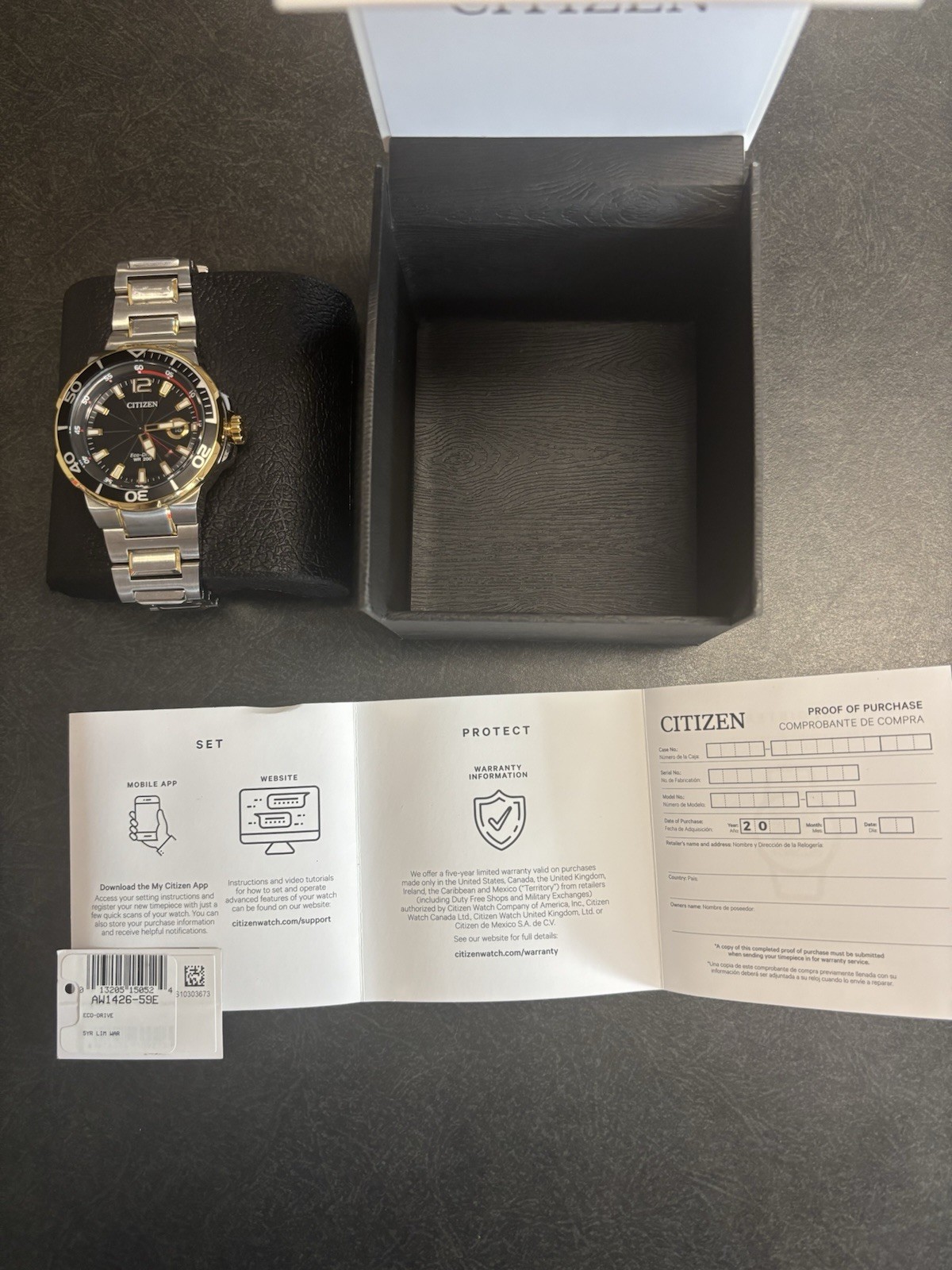 Citizen Eco-Drive AW1426-59E Diver — Solar WORKS- Two Tone 200M Water Resistant