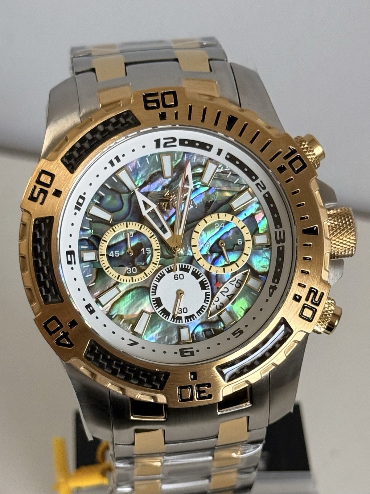 Invicta Pro Diver SCUBA 51mm Men’s Watch W/ Abalone Dial Steel Gold 25093