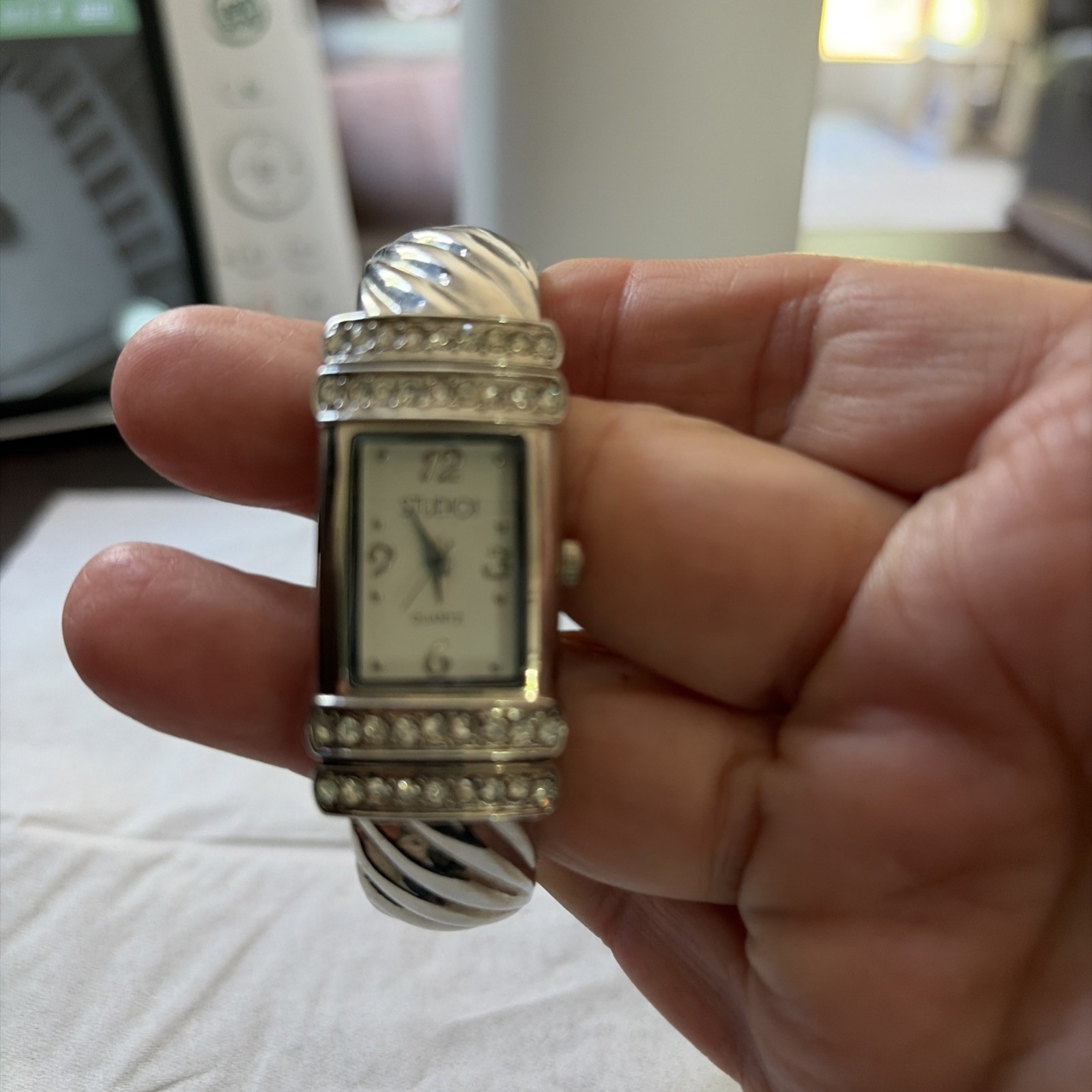 Studio Time Silver Tone Cuff Womens Watch