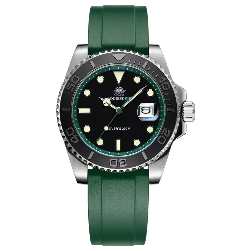 ADDIESDIVE Rubber Silicone Quartz Watch Fashion AD2040 200m Dive Watch