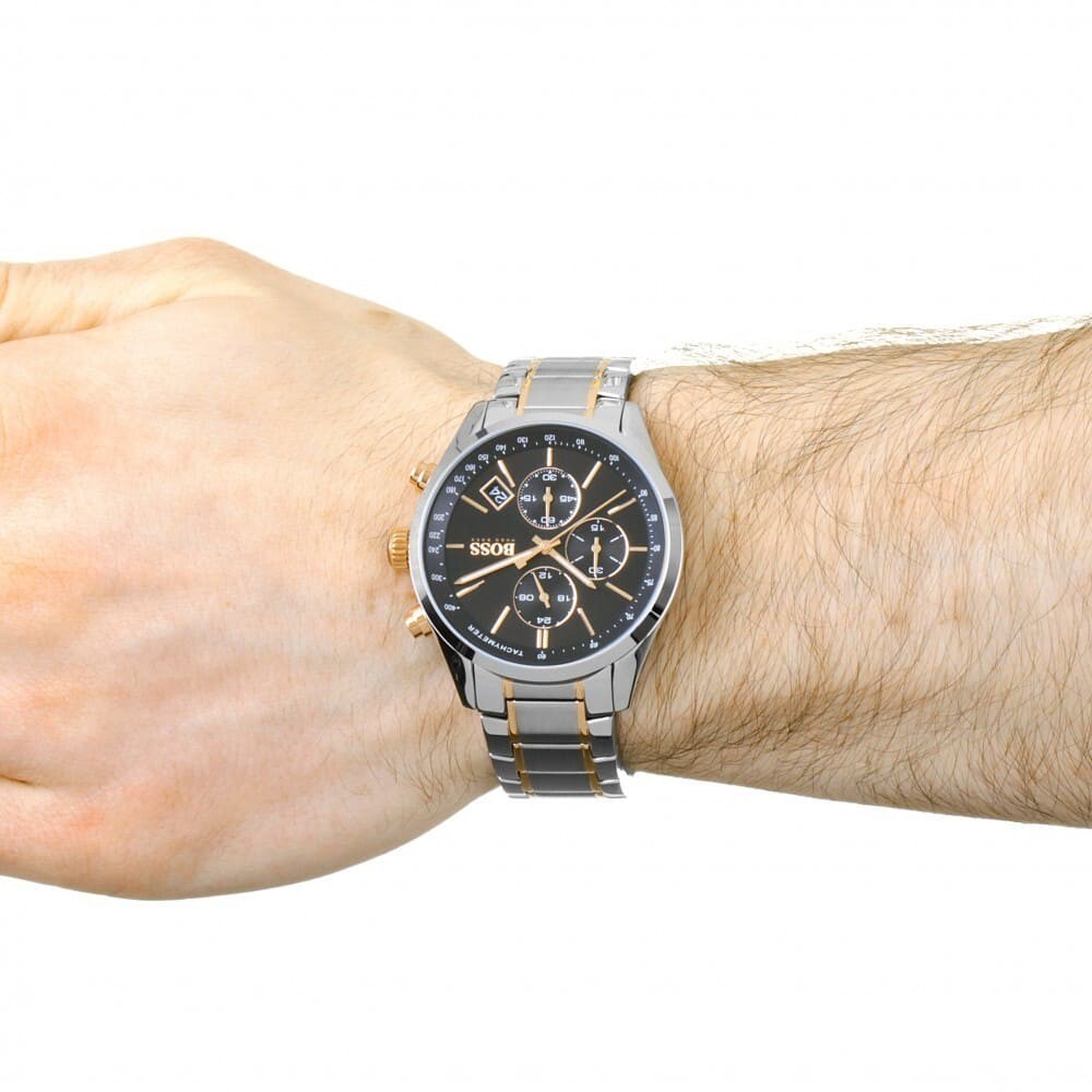 Hugo Boss Chronograph 1513473 Two-Tone Steel Black Dial Men’s Swiss Quartz Watch
