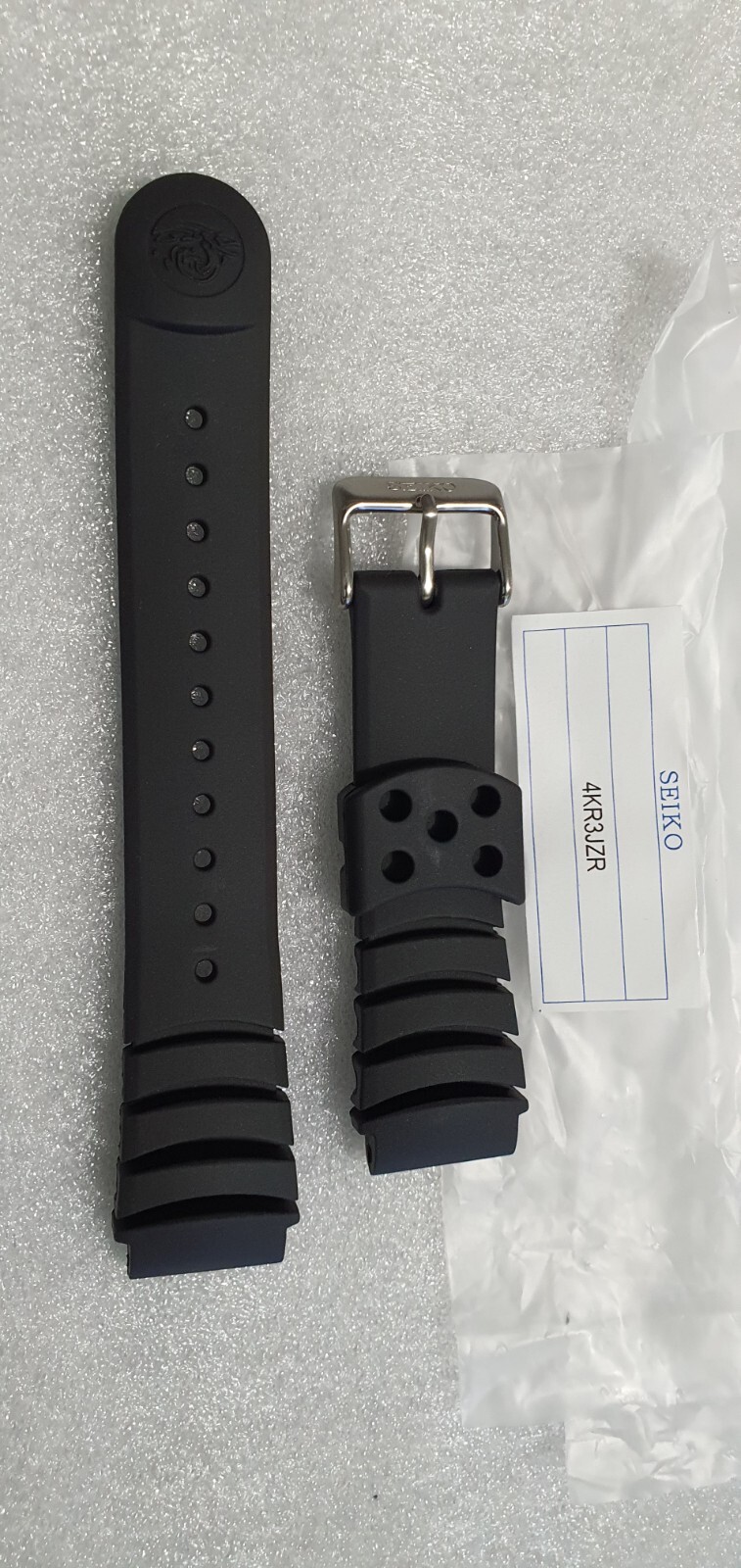 Seiko 4KR3JZR 4KR3NZR Genuine Black Plastic/Resin Strap by Seiko 20mm/2.0cm