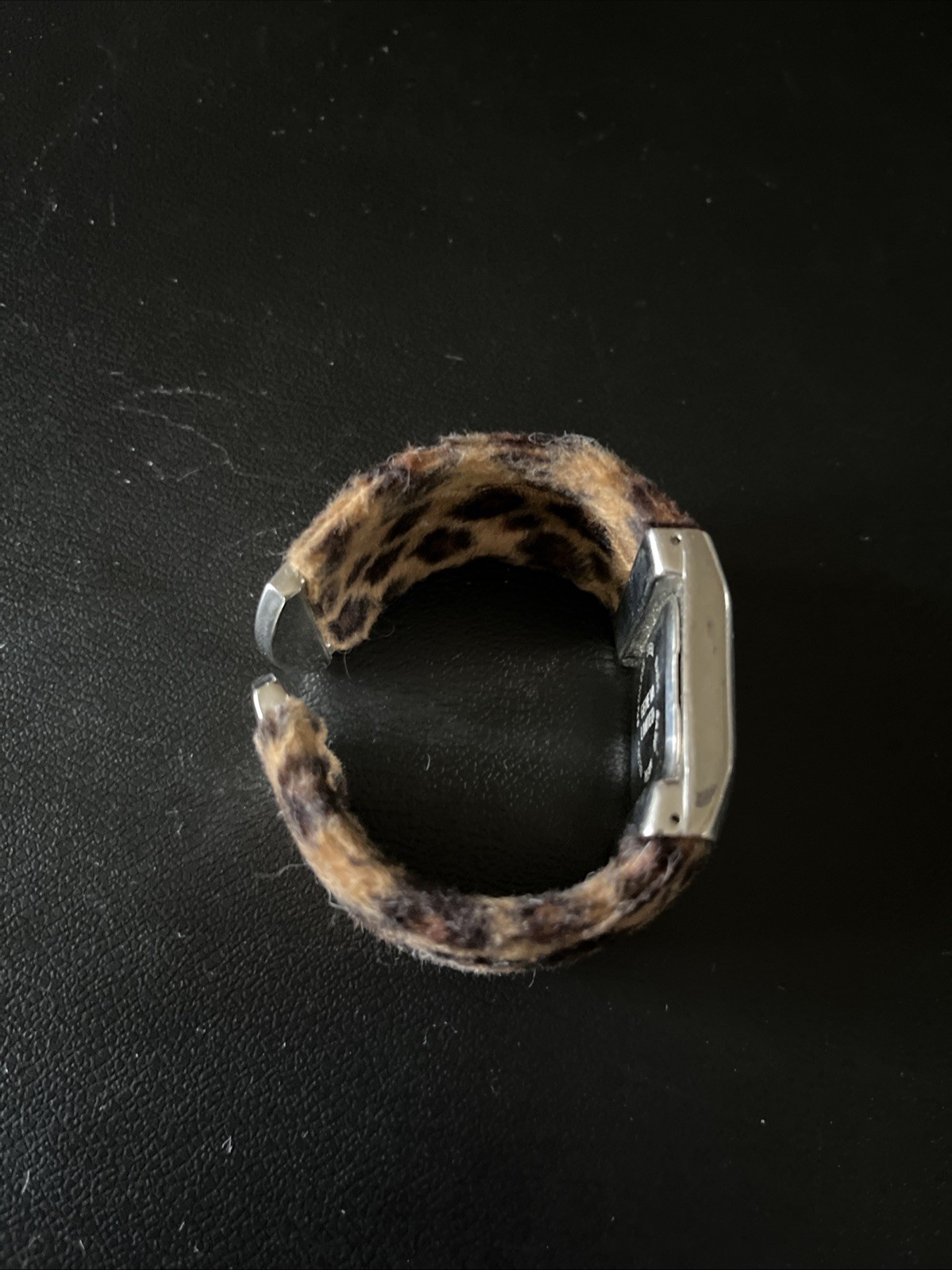 Geneva Limited Chunky Fuzzy Leopard Faux Fur Texture Cuff Band Quartz Watch
