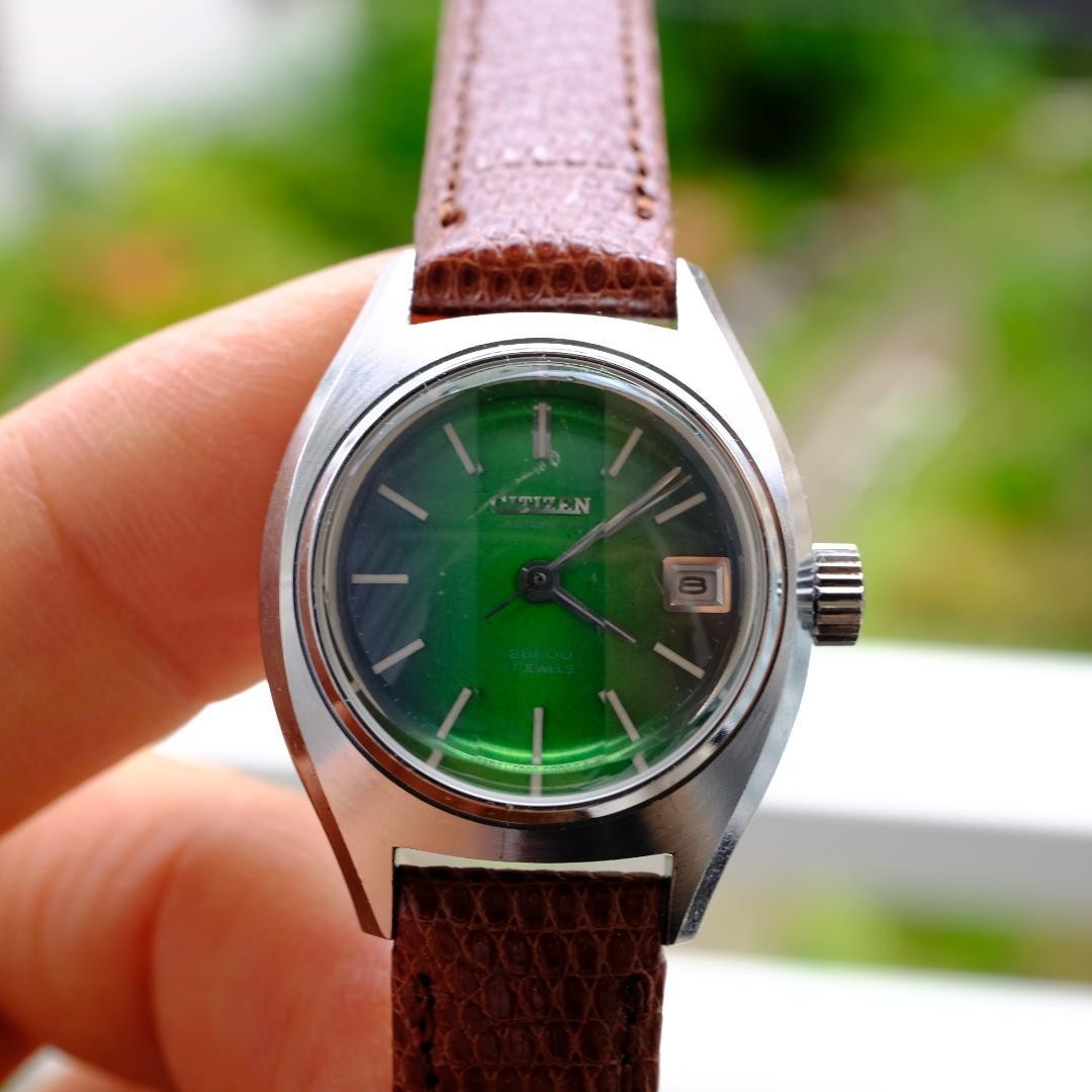 CITIZEN Automatic Winding Green Watch, Model 28600, Working Condition