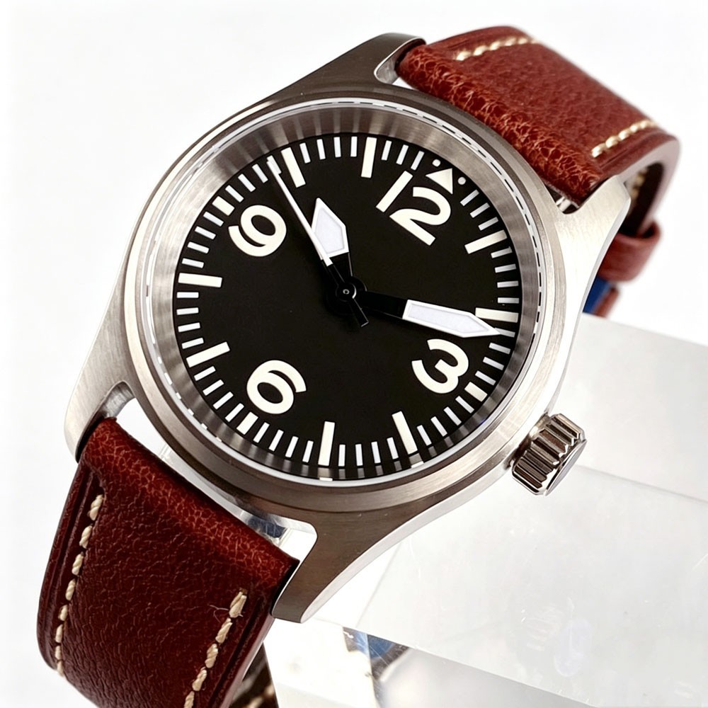 Tandorio 36mm Pilot Sapphire Black Dial Lume 20ATM Automatic JapanNH35 Men Watch