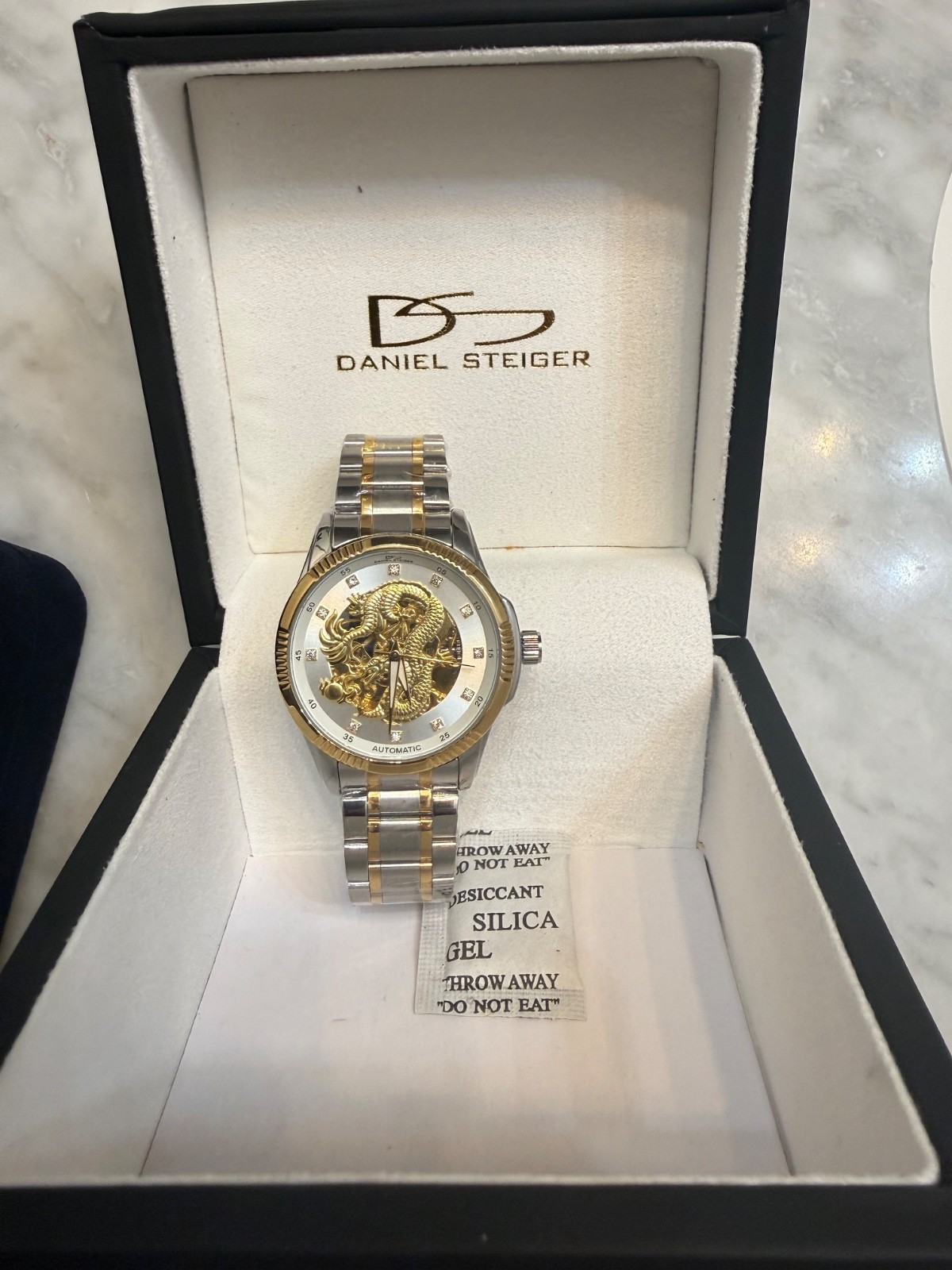 Daniel Steiger Automatic Skeleton Dragon Dial Men’s Watch Two-Tone NIB Working