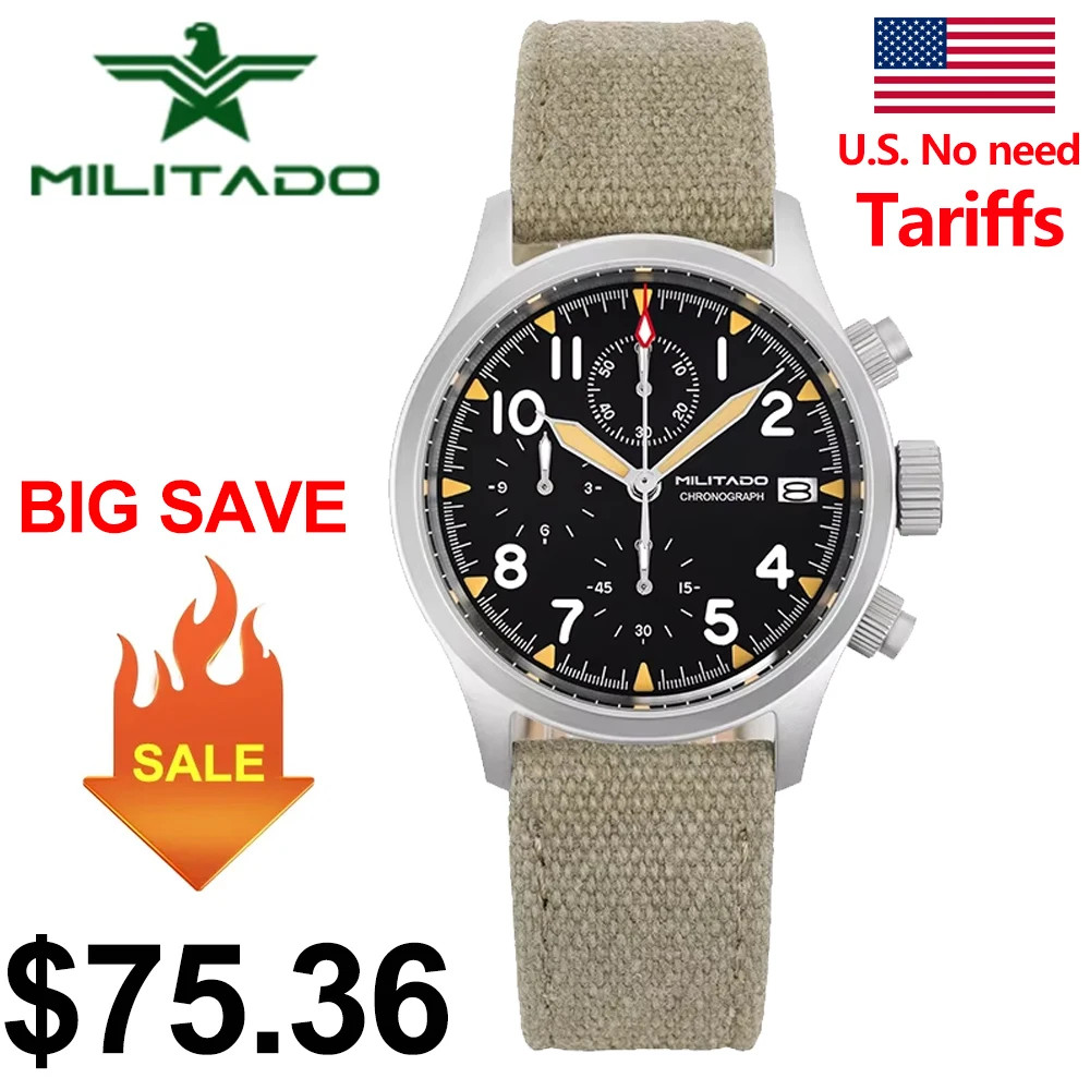 Retro Chronograph Watch VK67 Quartz 3 Dial 100M Waterproof Stainless Steel