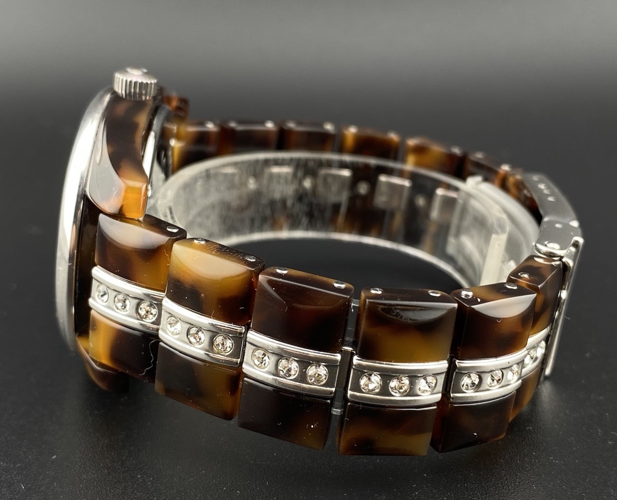 Brighton Dana Point Tortoise Shell Crystals Encrusted Woman’s Watch Aesthetic