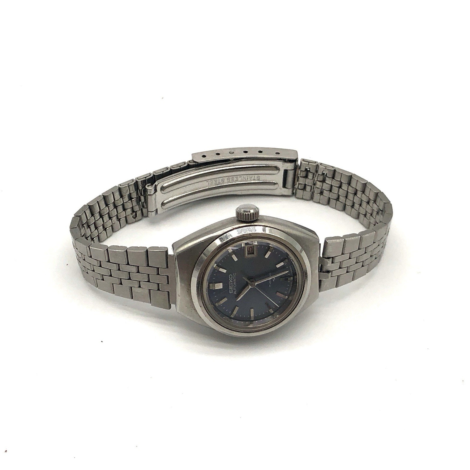 Vintage Seiko Automatic 17 Jewels 2205-0510 Blue Dial Unisex Watch Used