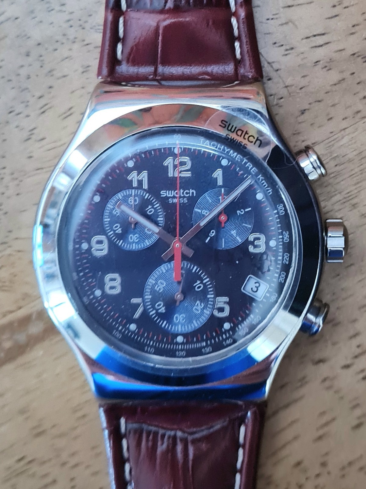 Swatch Irony Chrono Chronograph Secret Operation YVS452 Watch Box Papers MINT