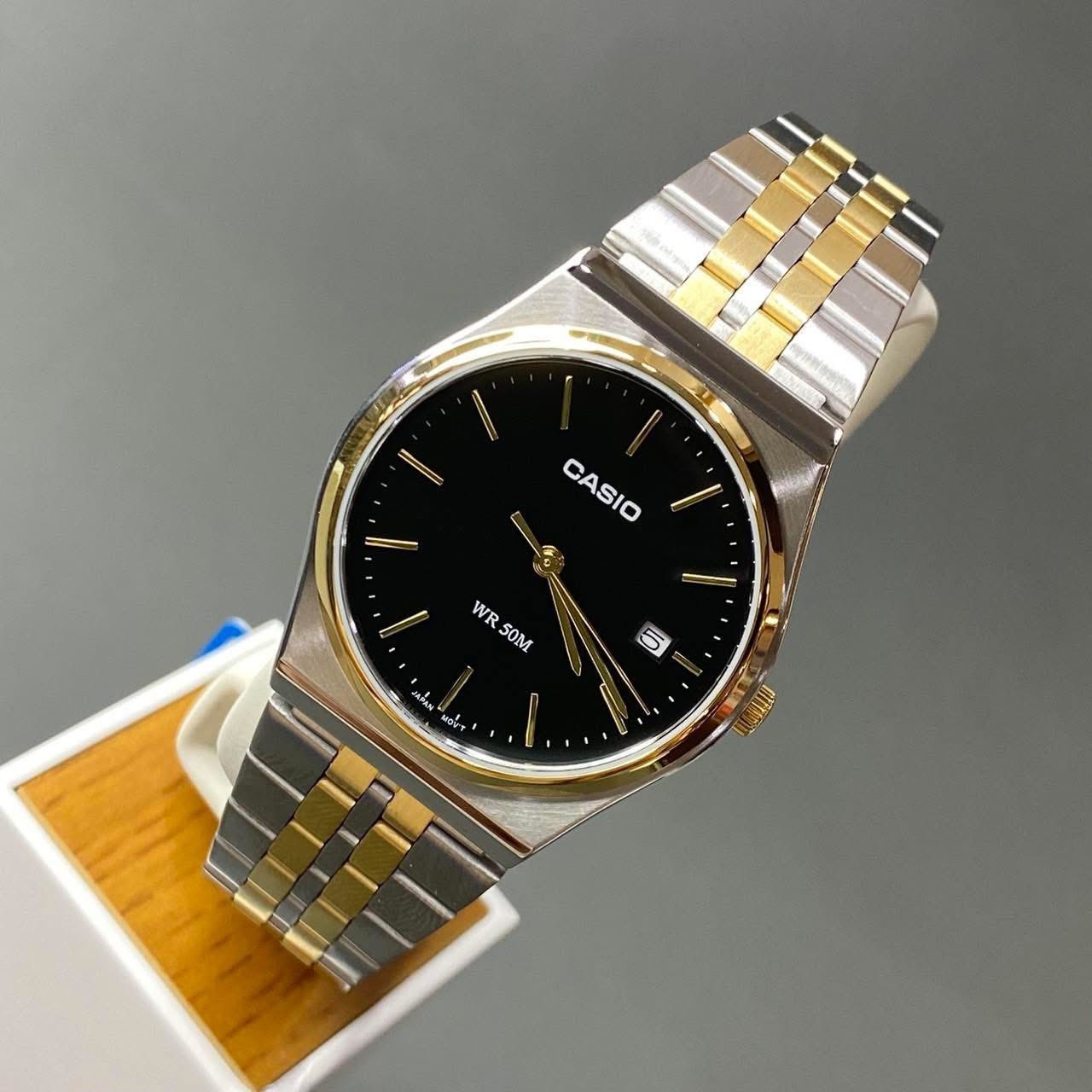 Casio MTP-B145SG-1A Black Analog Two-Tone Gold Stainless Steel Men Classic Watch