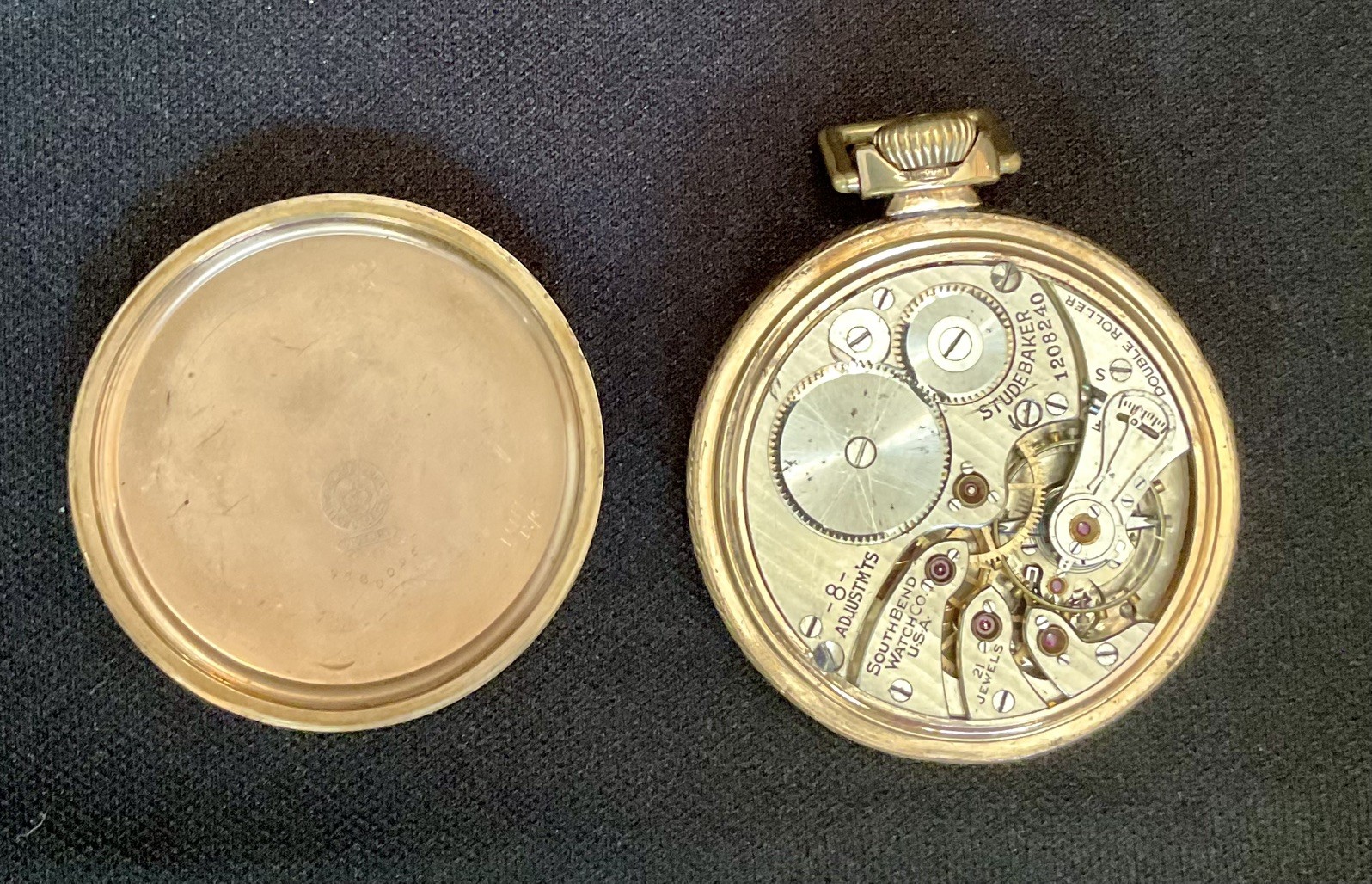 VINTAGE SOUTH BEND 21 JEWEL Size 16s POCKET WATCH With Gold Filled Chain