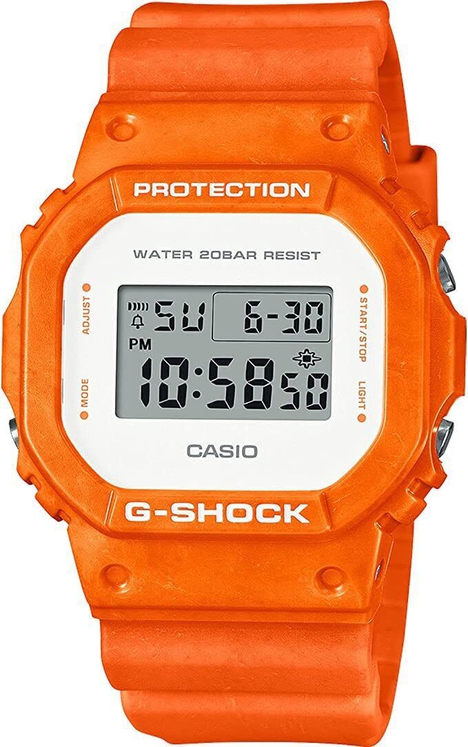 Casio G-Shock Day Date Digital Dial Orange Resin Band Watch DW-5600WS-4