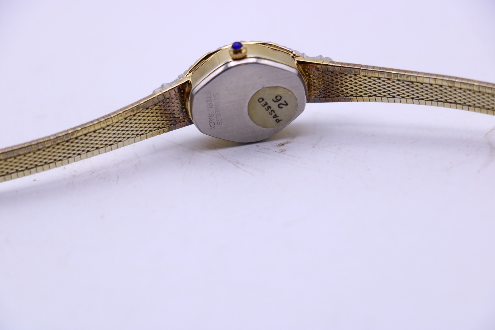 Dufonte by lucien piccard diamond bezel gold tone wrist watch 17mm 7″ adjustable