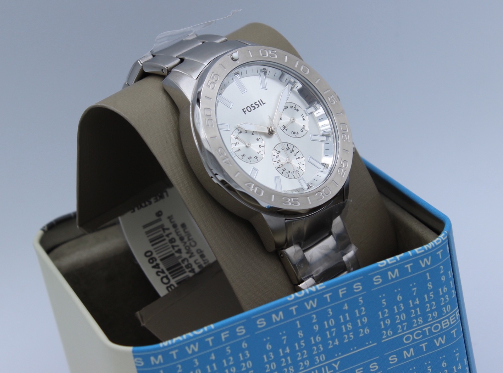 NEW AUTHENTIC FOSSIL BANNON MULTIFUNCTION CHRONOGRAPH SILVER BQ2490 MEN’S WATCH