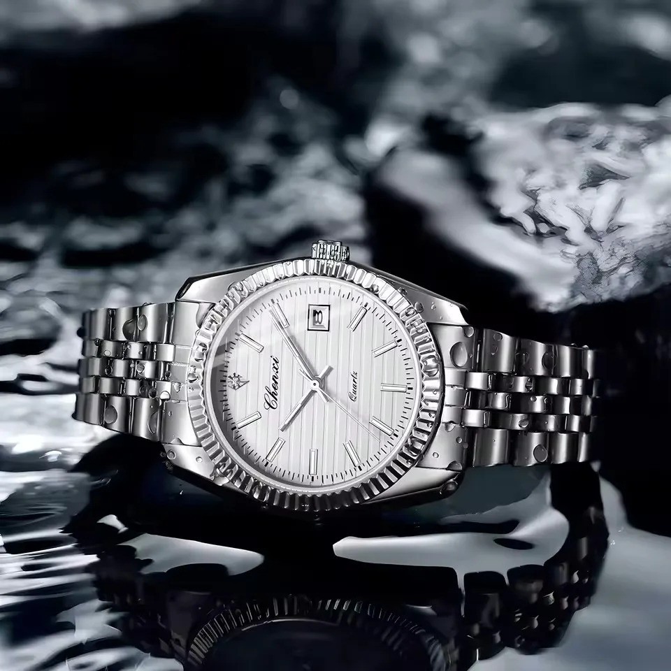 CHENXI Men’s Quartz Watch Stainless Steel Round Dial Fashion Casual Wristwatch