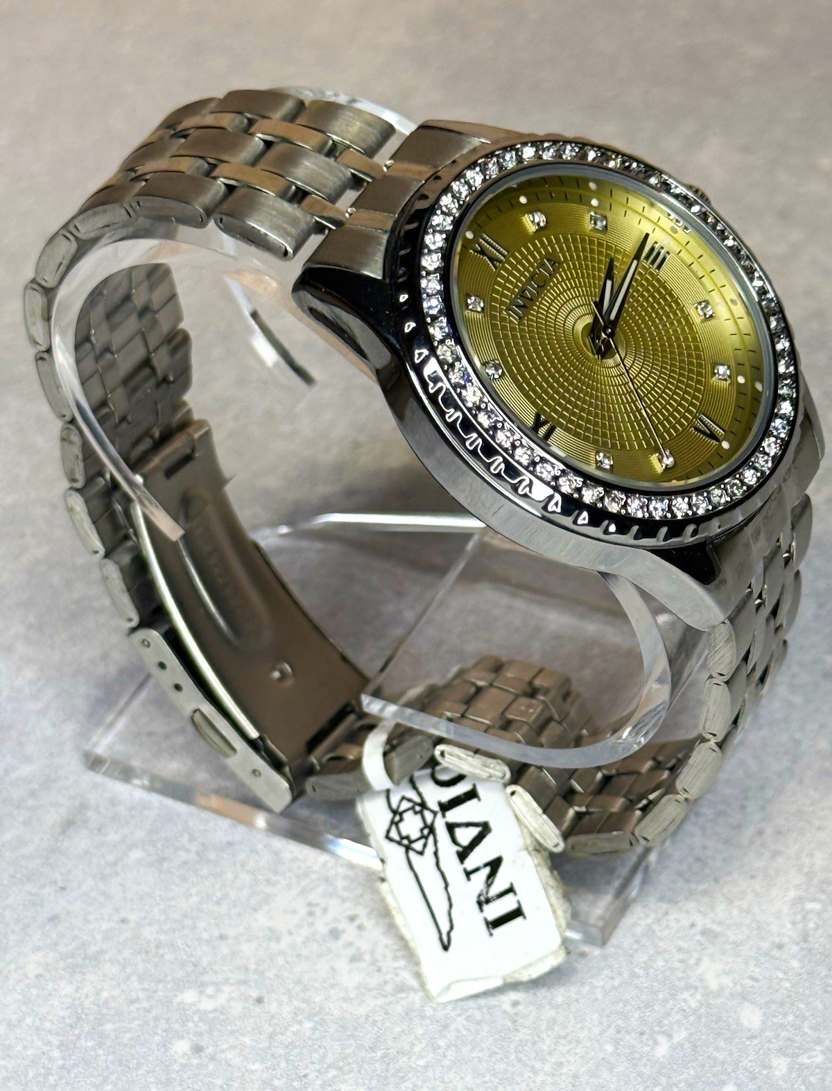 Invicta Specialty Crystal Bezel Watch – Champagne Dial 40mm Stainless Steel New