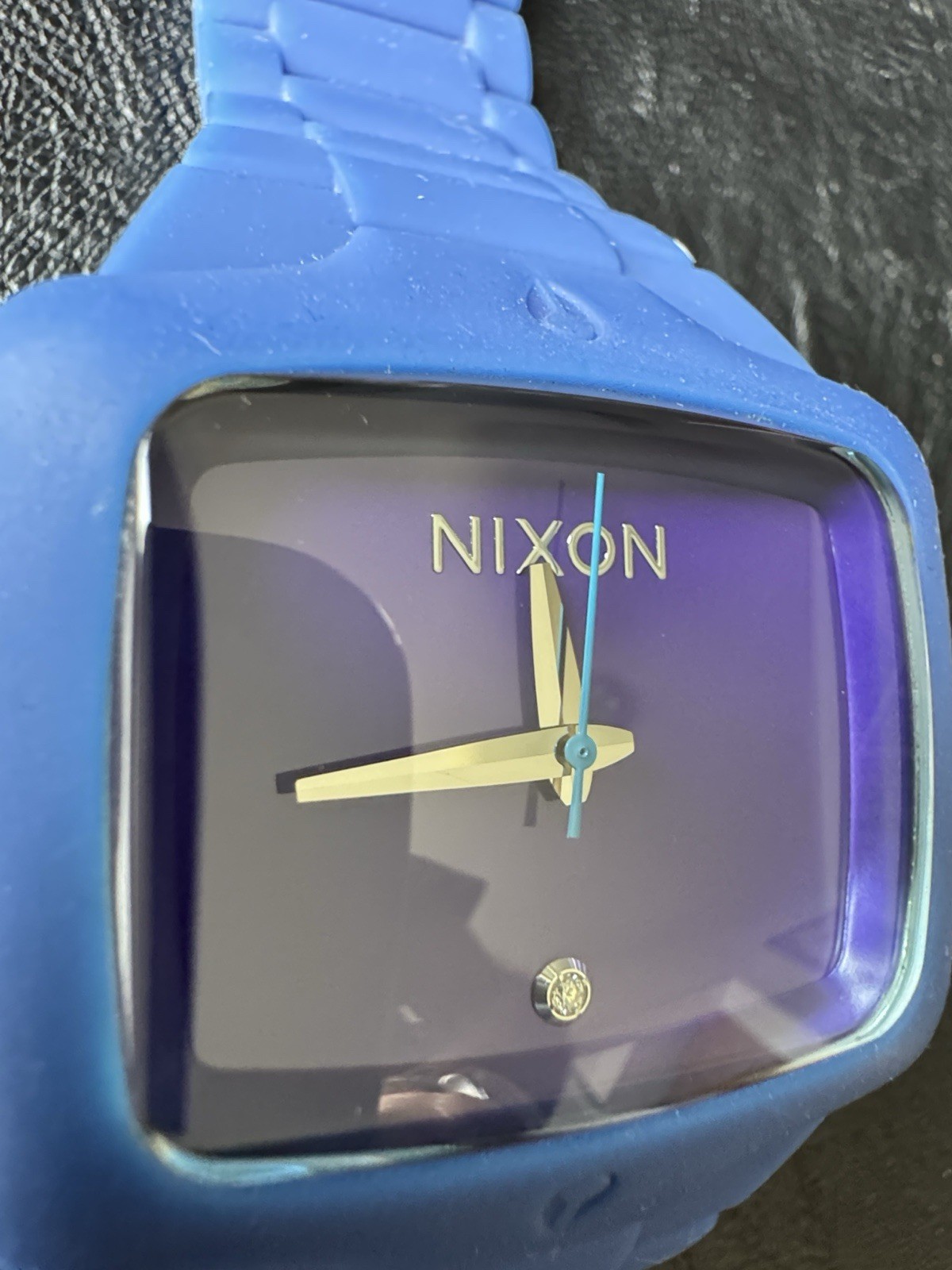 Nixon The Rubber Player Analog Quartz Watch Purple Dial Blue Rubber Strap 100m