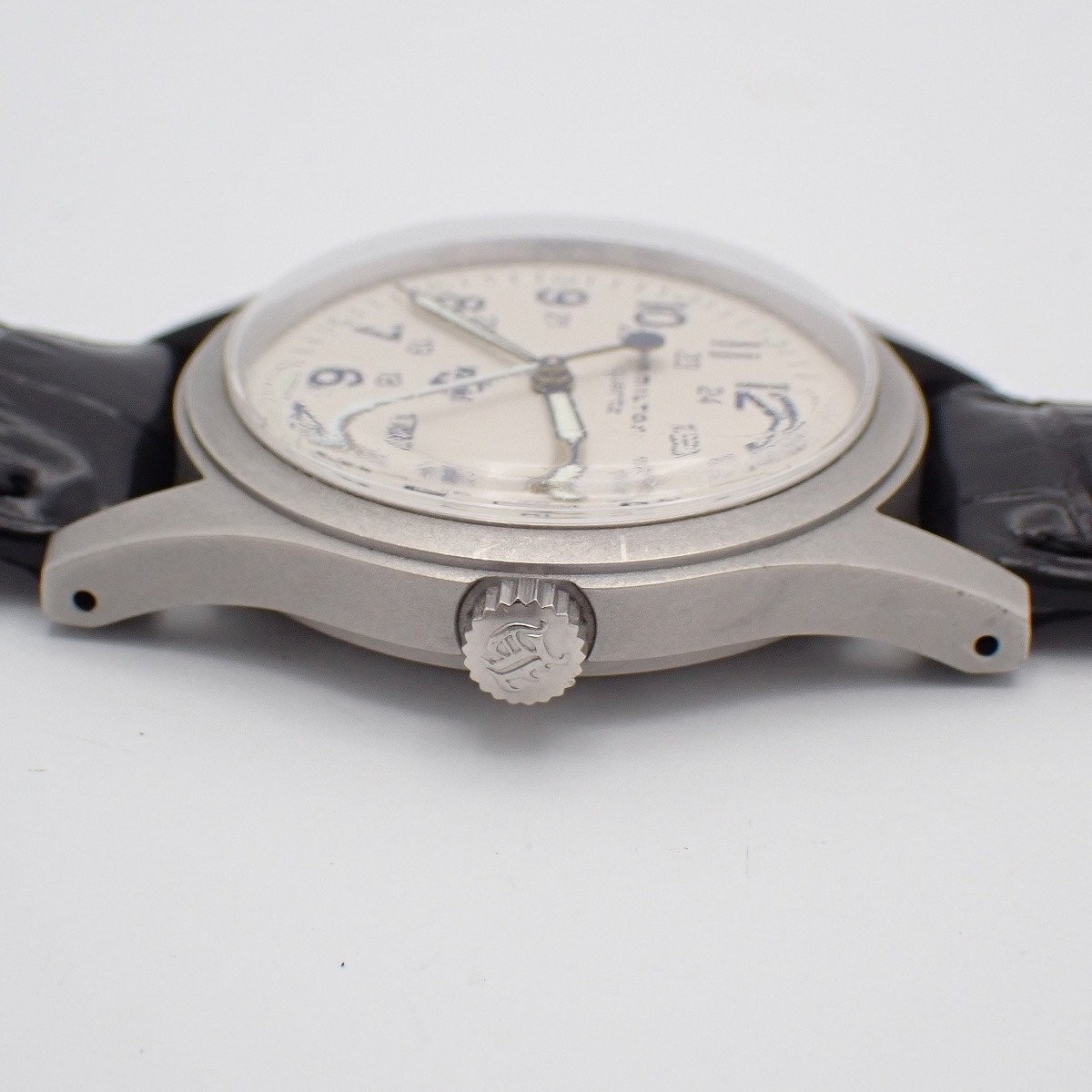 Hamilton Khaki Field 9797 Ivory Dial Anchor Logo Quartz Date Vintage Men’s Watch