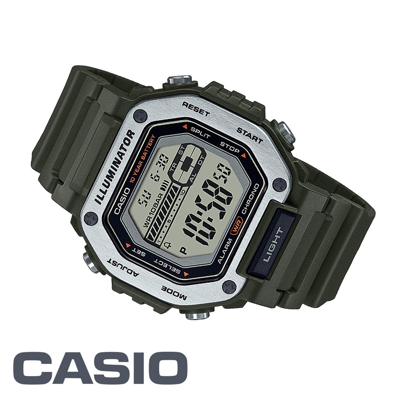 CASIO MWD-110H-3AJF Khaki Green WR 100m Standard Dual Time Digital Watch