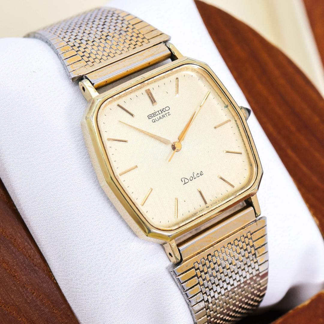 Working SEIKO Dolce wristwatch gold SGP30 square 2985