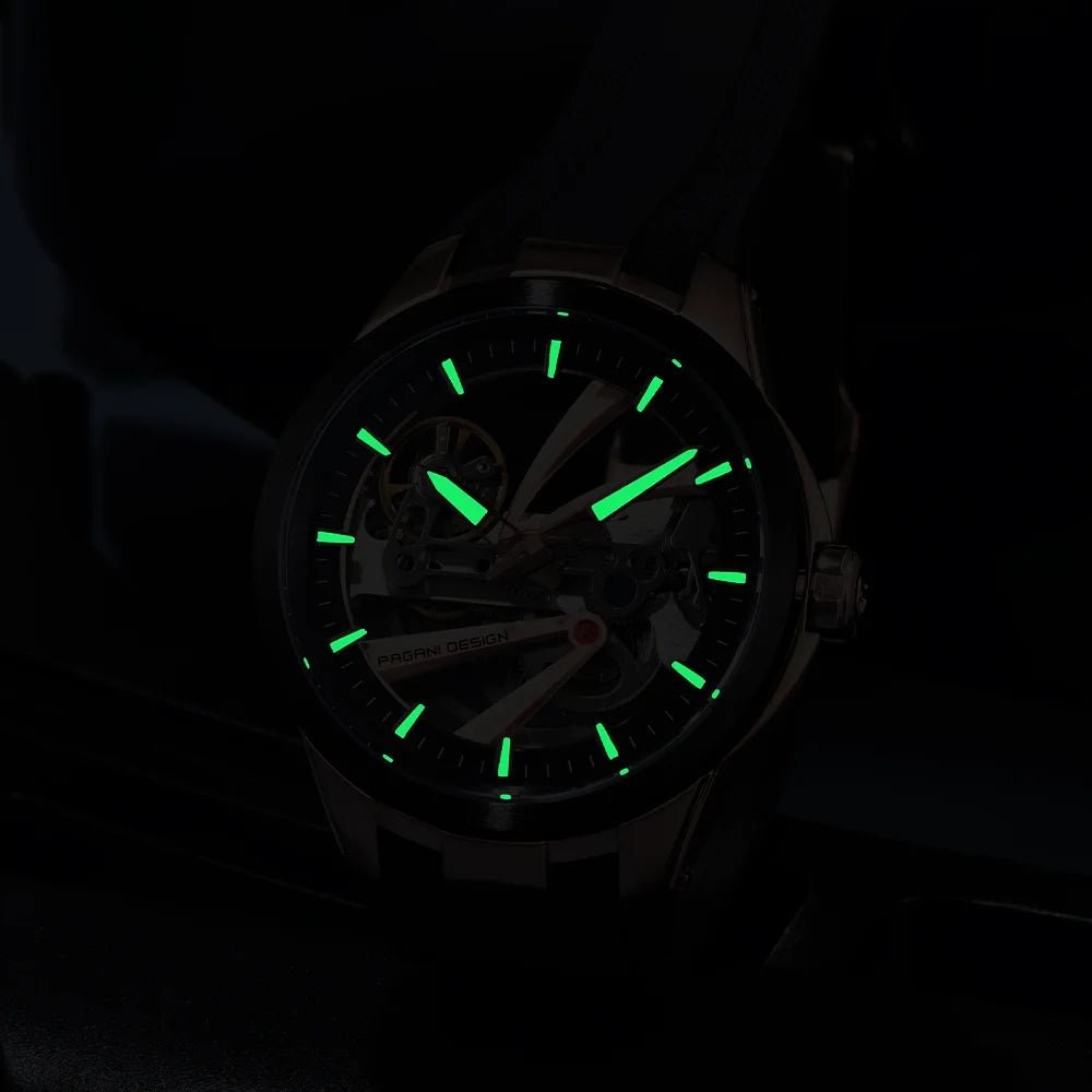 Pagani Design PD-YS030 Silver Black Skeleton Stainless Steel Men’s Watch