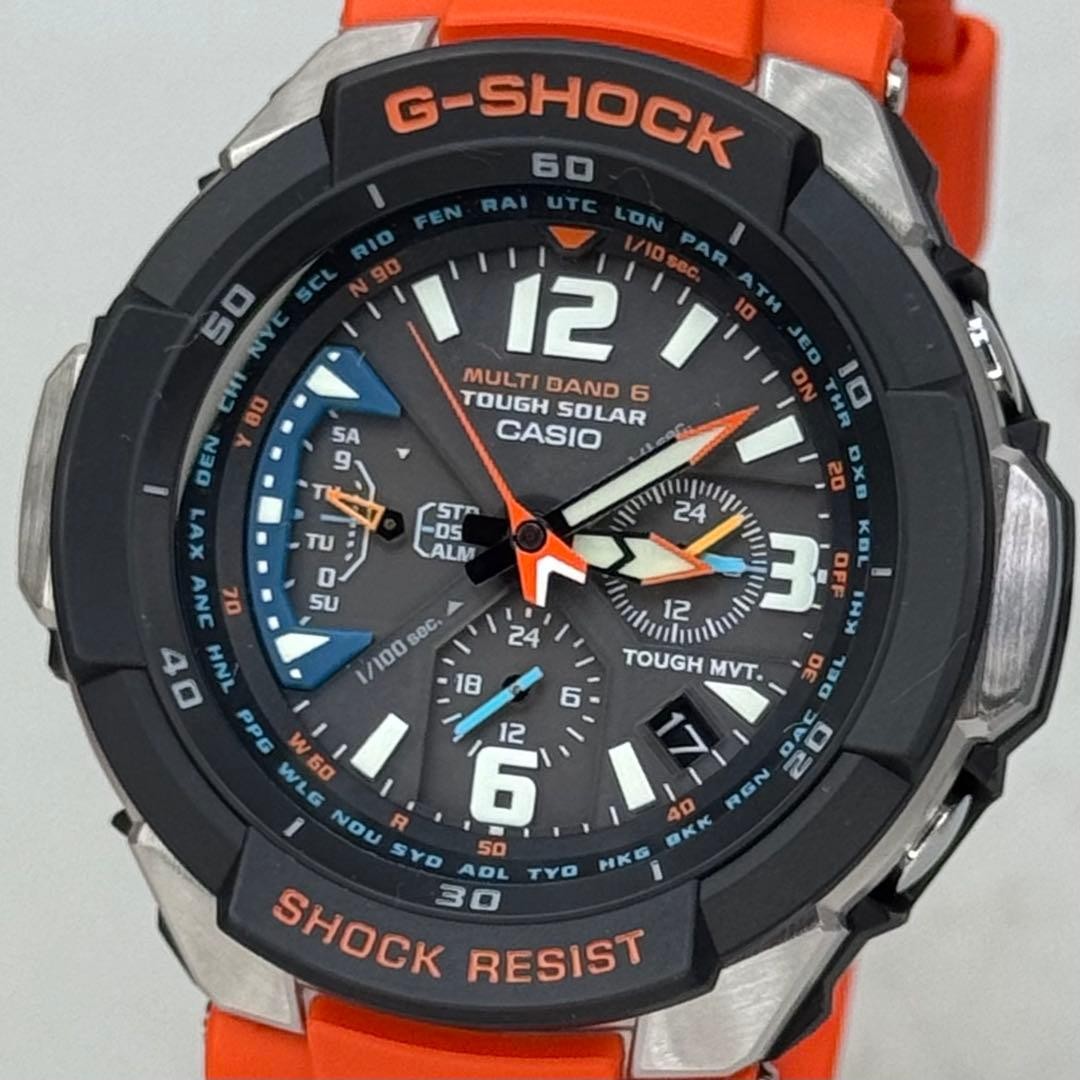 Excellent condition G SHOCK Sky Cockpit Radio Solar GW 3000M Orange