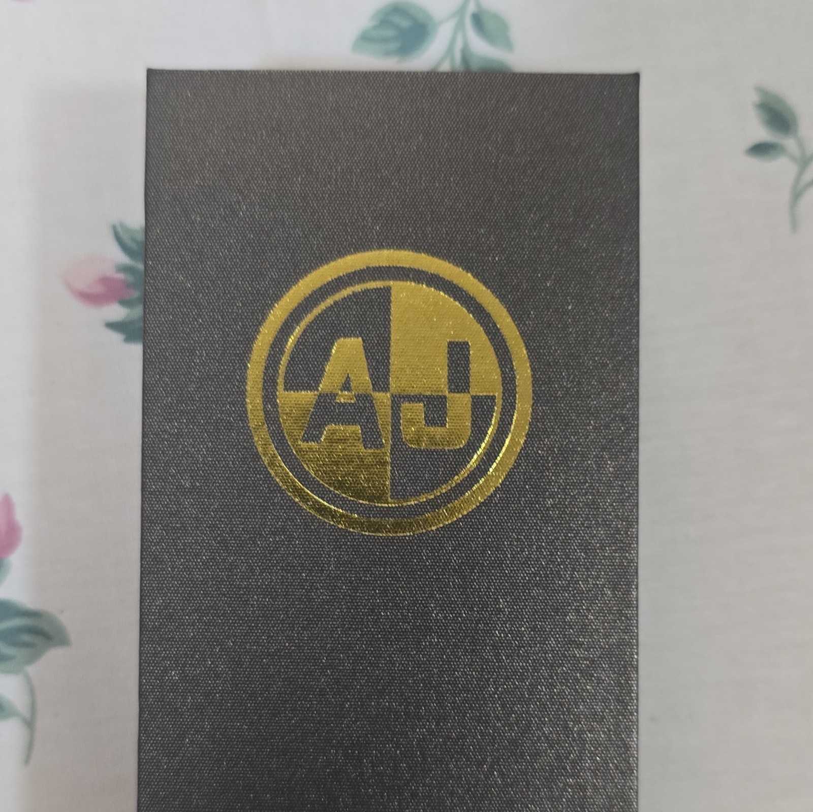 AJ Men’s Quartz Analog Dress Watch Gold Dial Date Black Steel Bracelet Box