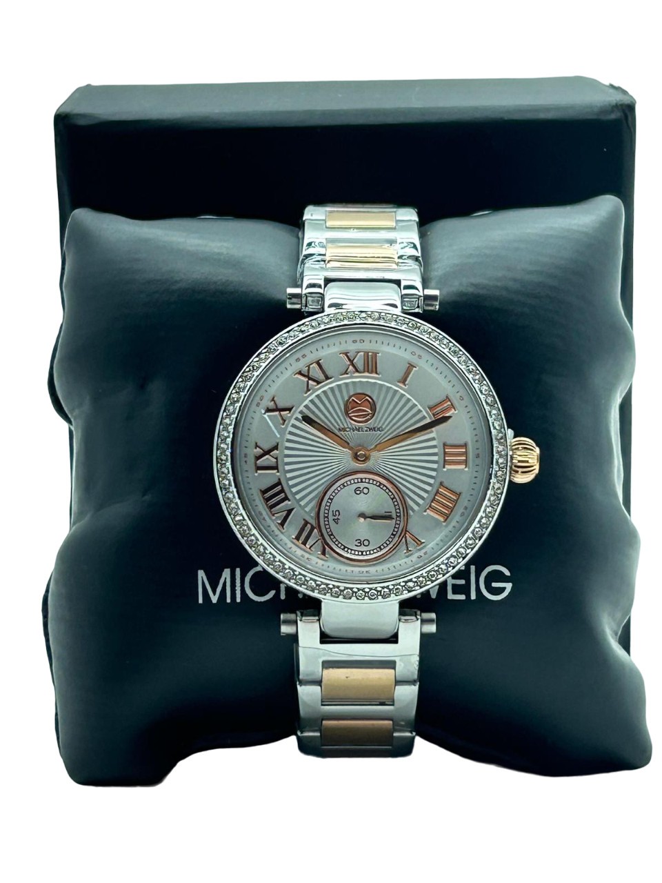 Michael Zweig Two Tone Ladies Watch Silver/Rose Gold Steel Formal Casual Women