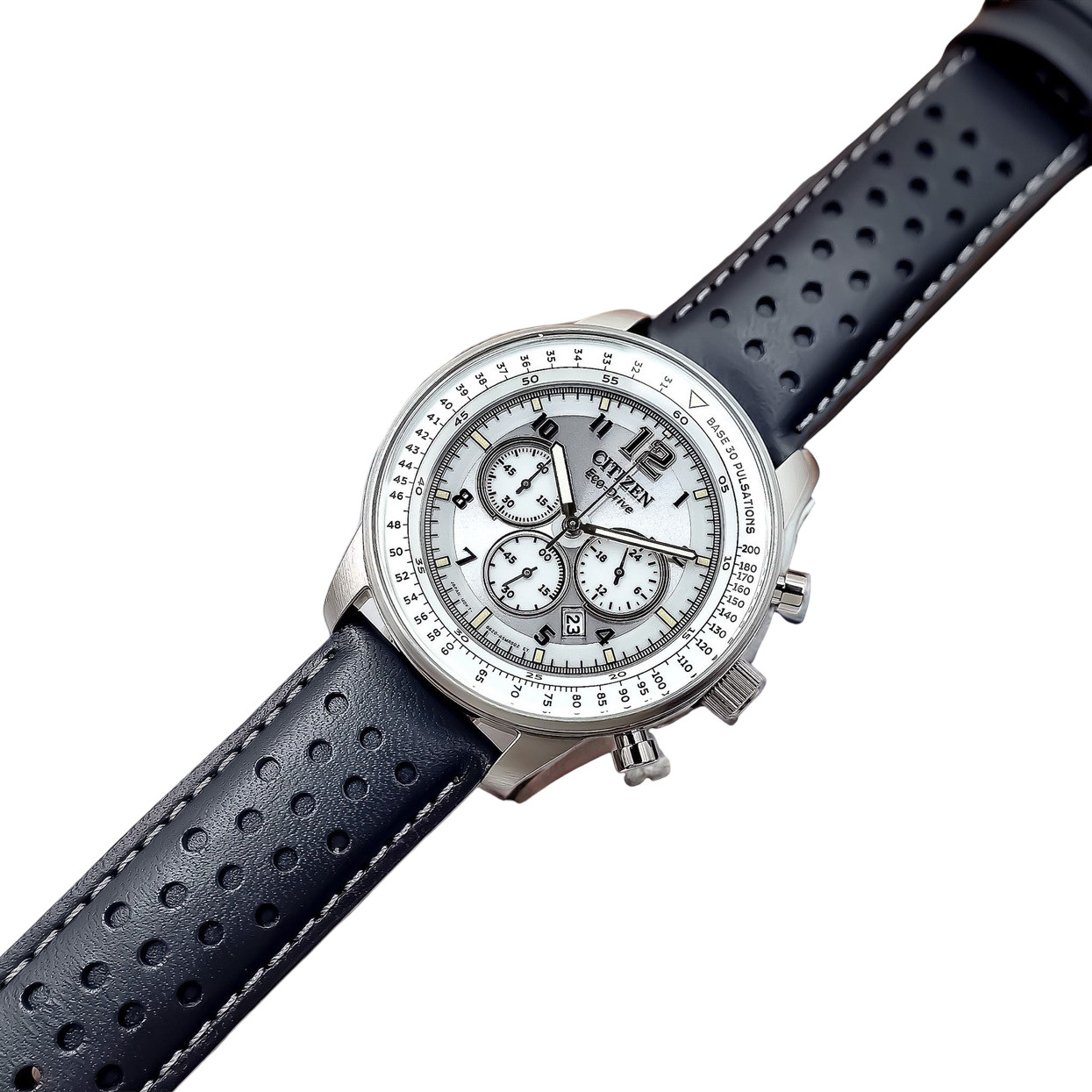 Citizen CA4500-24H Gray Dial Chronograph Date Indicator Leather Band Men’s Watch