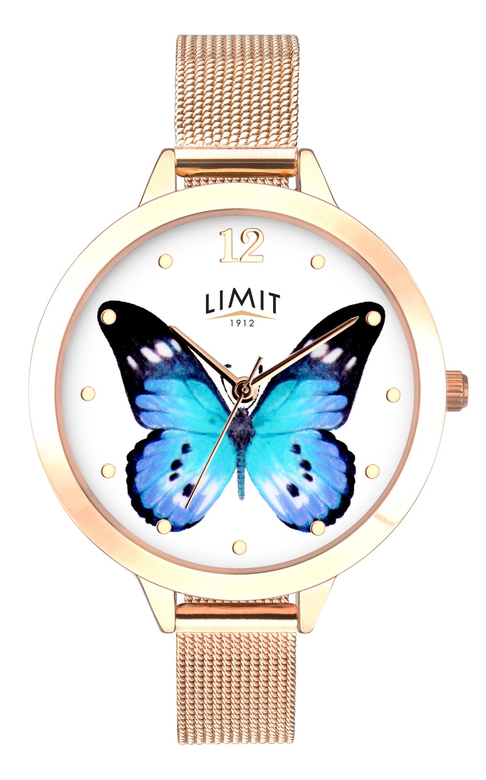 Limit Secret Garden 35mm Womens Round Rose Gold Analogue Watch with Rose Mesh