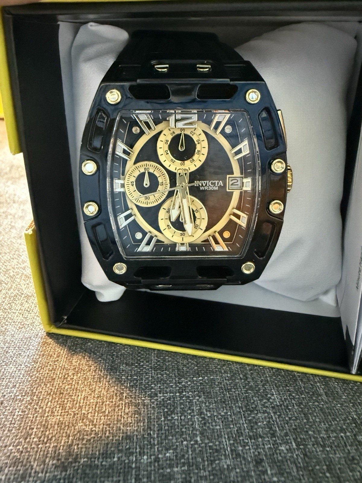 Invicta S1 Rally Men 42mm Black Tone Case Black+Gold Metal Dial Quartz ?