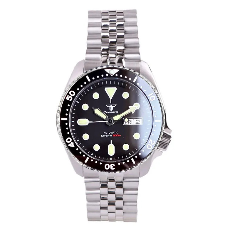 Tandorio 41mm 20ATM Black NH36A Mechanical Auto Diver Men Watch Sapphire Glass