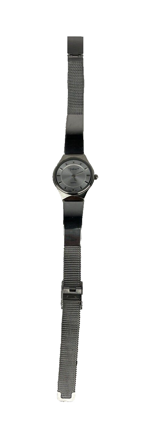 Fusion Women’s SS Watch Silver Tone Mineral Crystal Mesh Bracelet New Battery