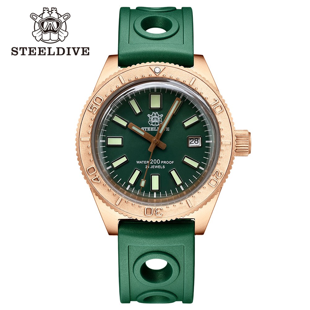 STEELDIVE SD1962S Mens Bronze 41.9mm 200M Automatic Dive Watch NH35 Swiss