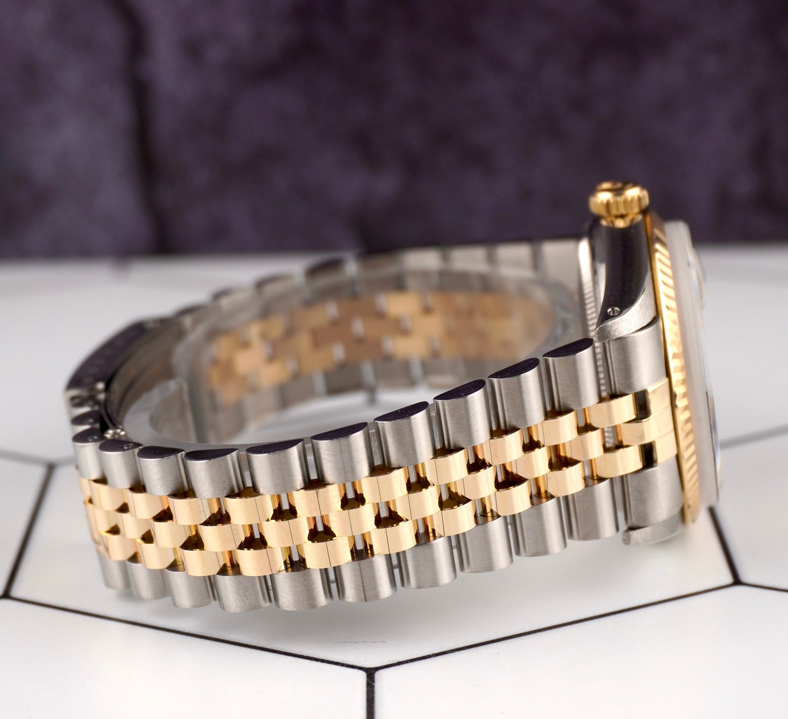 Rolex Datejust 36mm Yellow Gold Fluted Green Diamond Dial Jubilee Watch