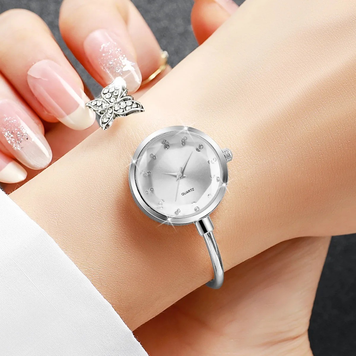 6PCS/Set Fashion Rhinestone Women Watches Luxury Steel Band Ladies Quartz Watch