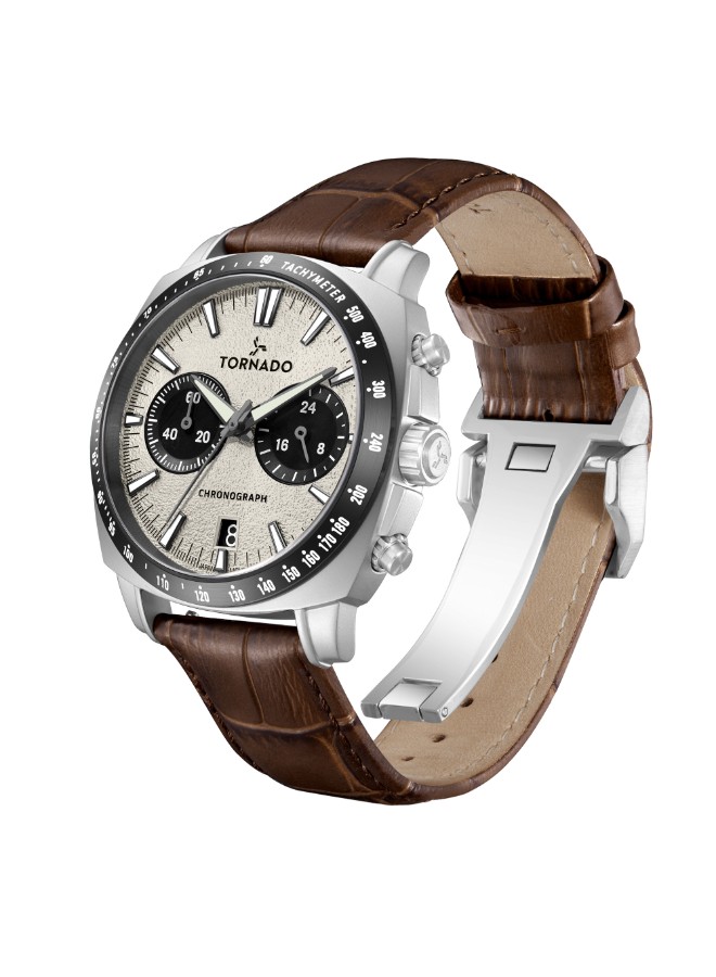 Tornado Men’s Chronograph Watch | Ivory Dial, 42mm, 100 m (10 ATM)