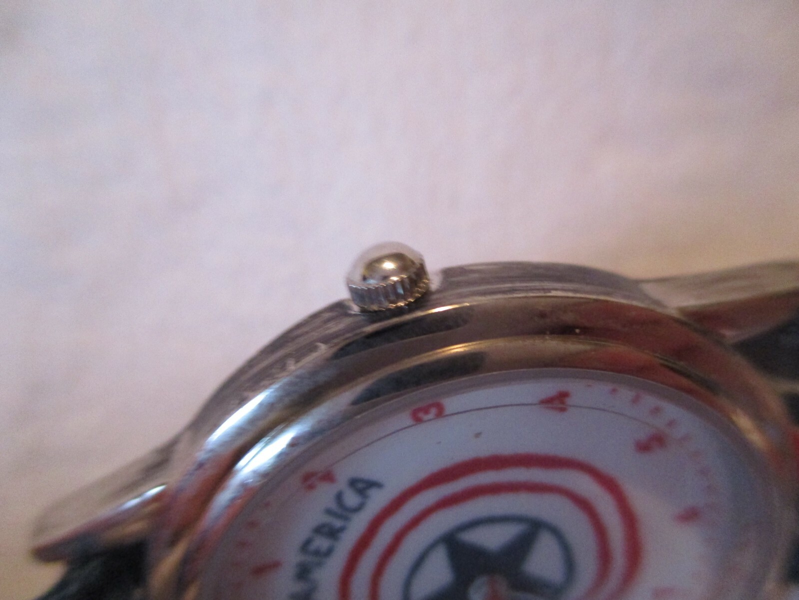 Captain America Watch Red White & Blue Striped Buckle Band Patriotic