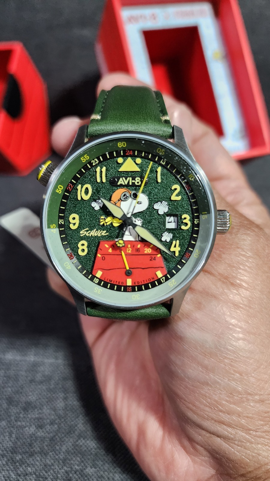 AVI-8 Men’s Mckellar Dual Time Peanuts Snoopy Flying Ace Ltd Edition 264/530 New