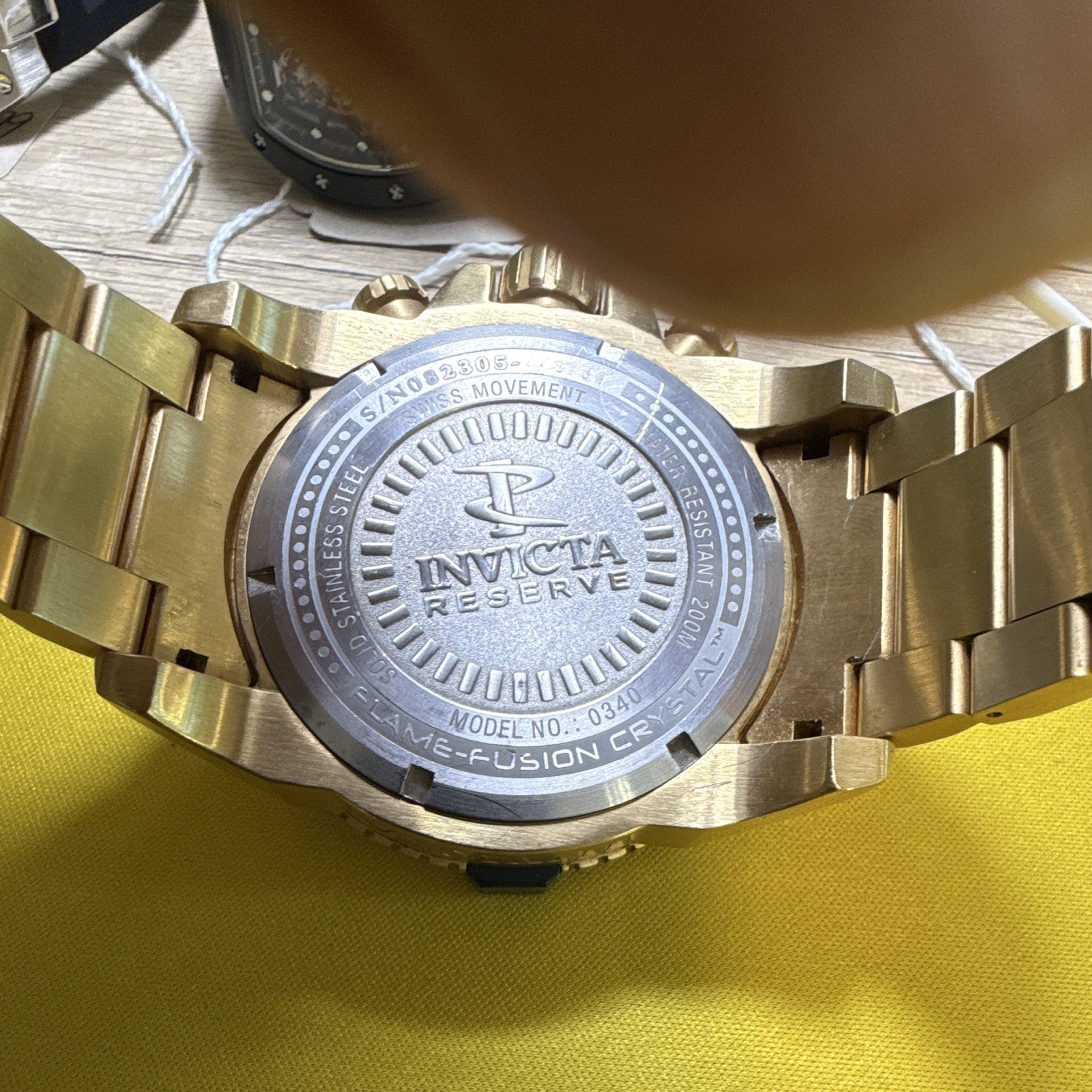 Invicta Reserve Arsenal /Octane Quartz Chrono Date Watch Black/Gold Dial (0340).