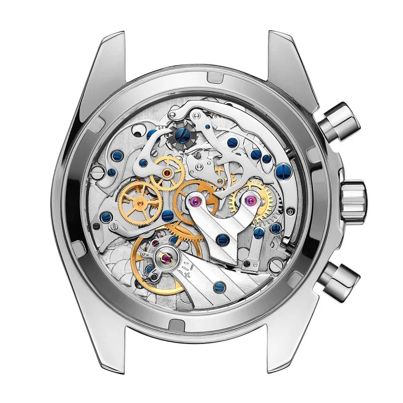 PHYLIDA 40mm Men’s Mechanical Chronograph Watch Black Dial Stainless Steel