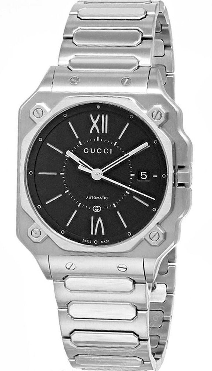 GUCCI G-Flat Quartz Stainless Steel 36MM Black Dial Women’s Watch YA166401